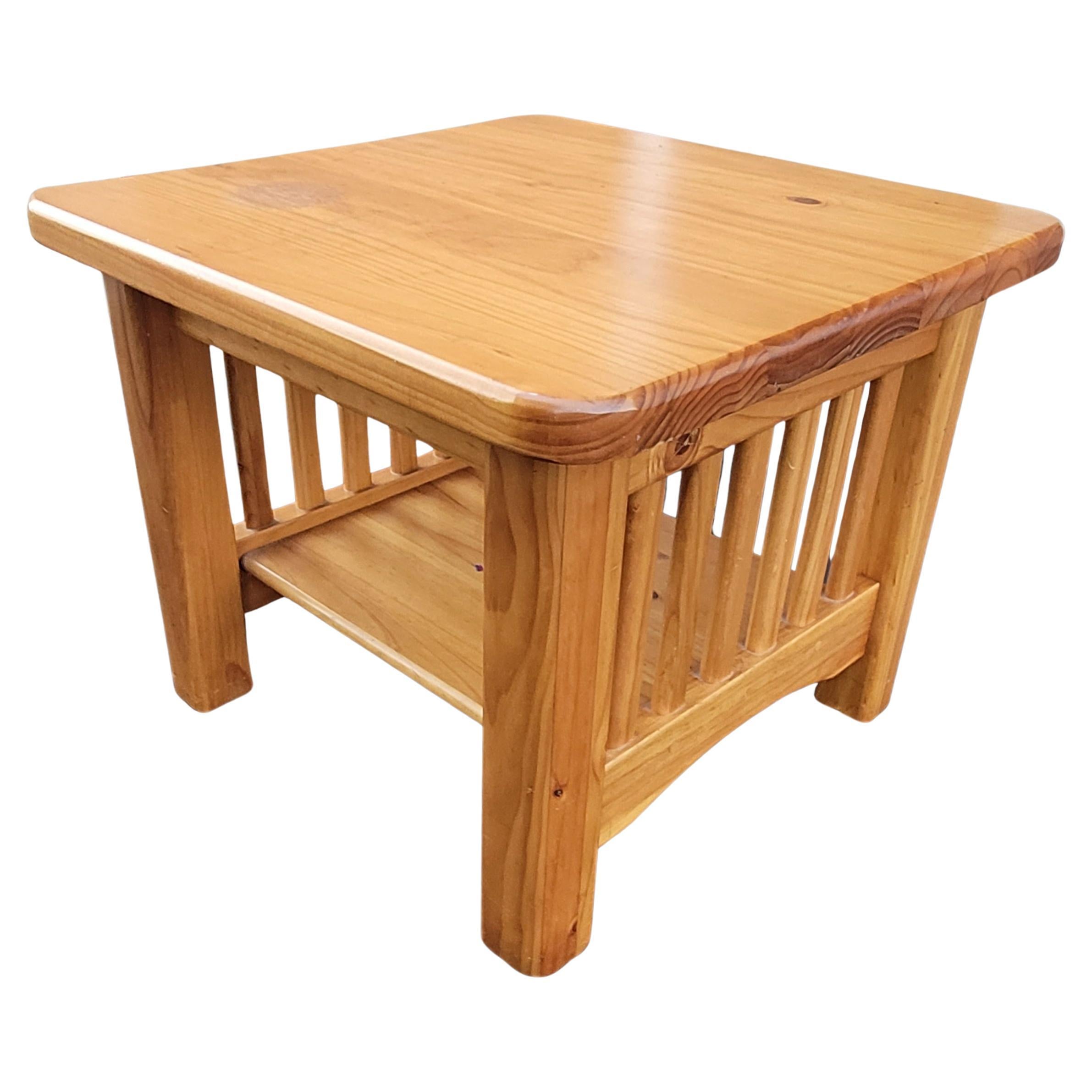 Arts and Crafts Country Style Solid Pine Side Table For Sale