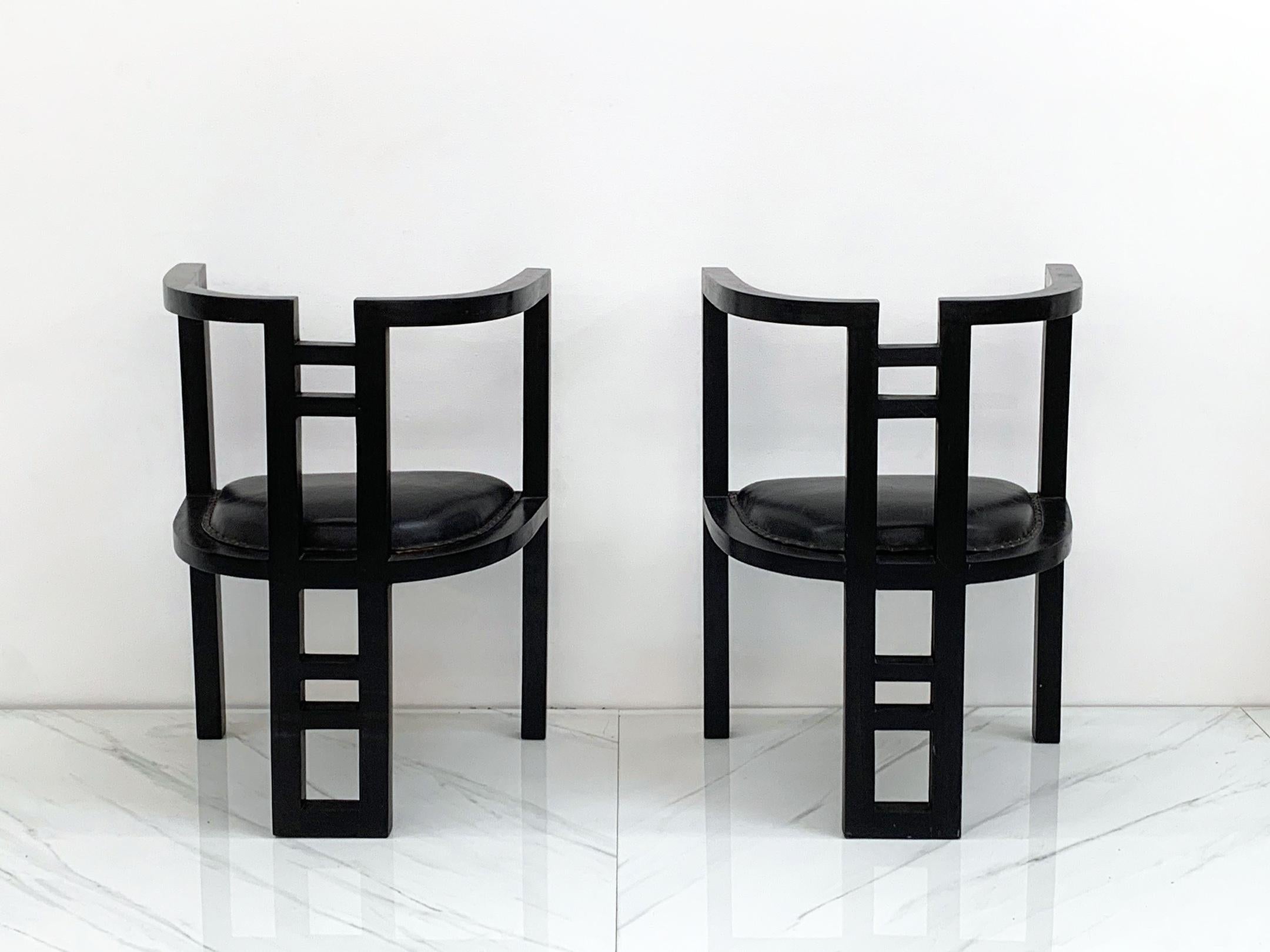 Mid-20th Century Arts and Crafts Deco Accent Barrel Back Chairs, A Pair