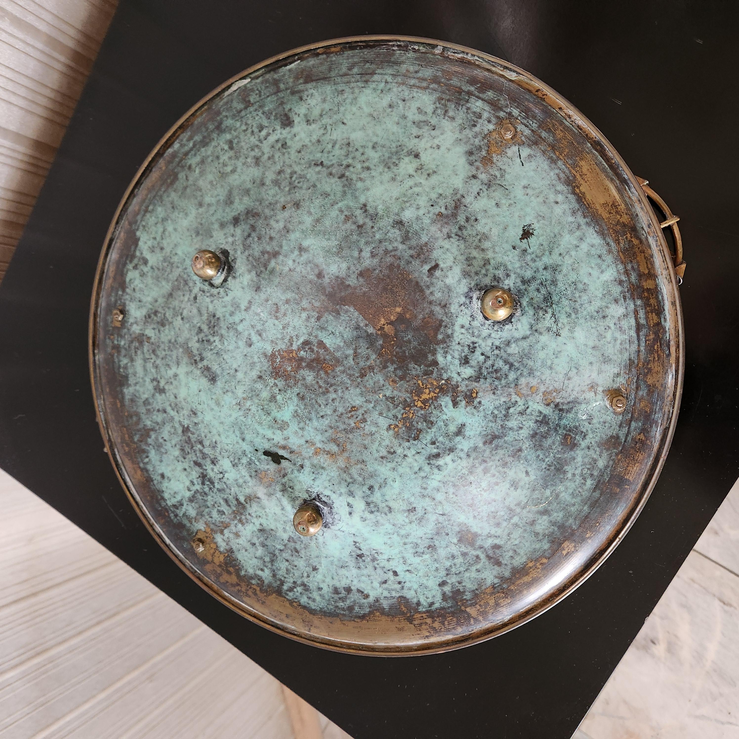 Sculptural Art Nouveau Patinated Brass Footed Plate For Sale 1