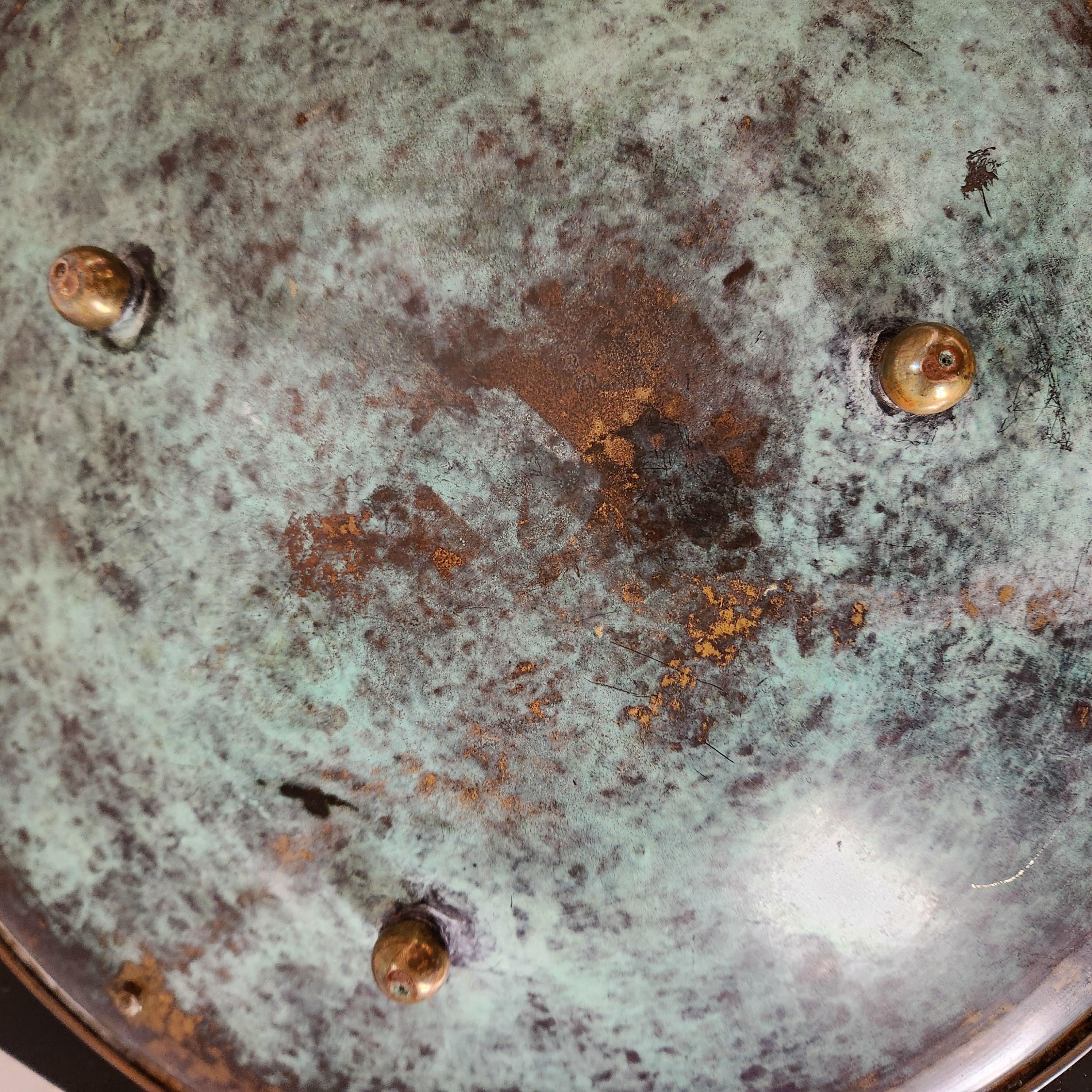 Sculptural Art Nouveau Patinated Brass Footed Plate For Sale 2
