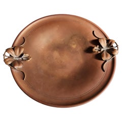 Sculptural Art Nouveau Brass Footed Plate