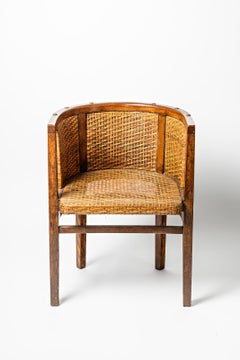 Arts & Crafts Design Chair by Wilhelm Schmidt 1901 Oak, Caning, Brass