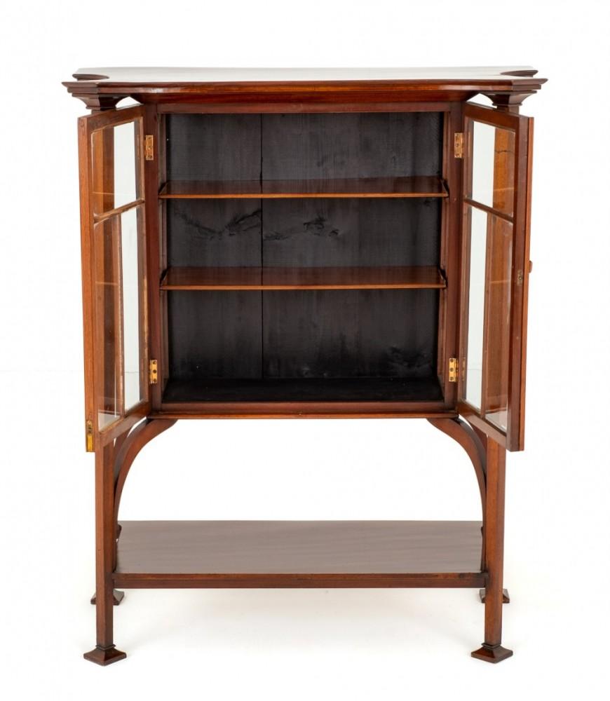 Late 19th Century Arts and Crafts Display Cabinet Antique Mahogany 1890