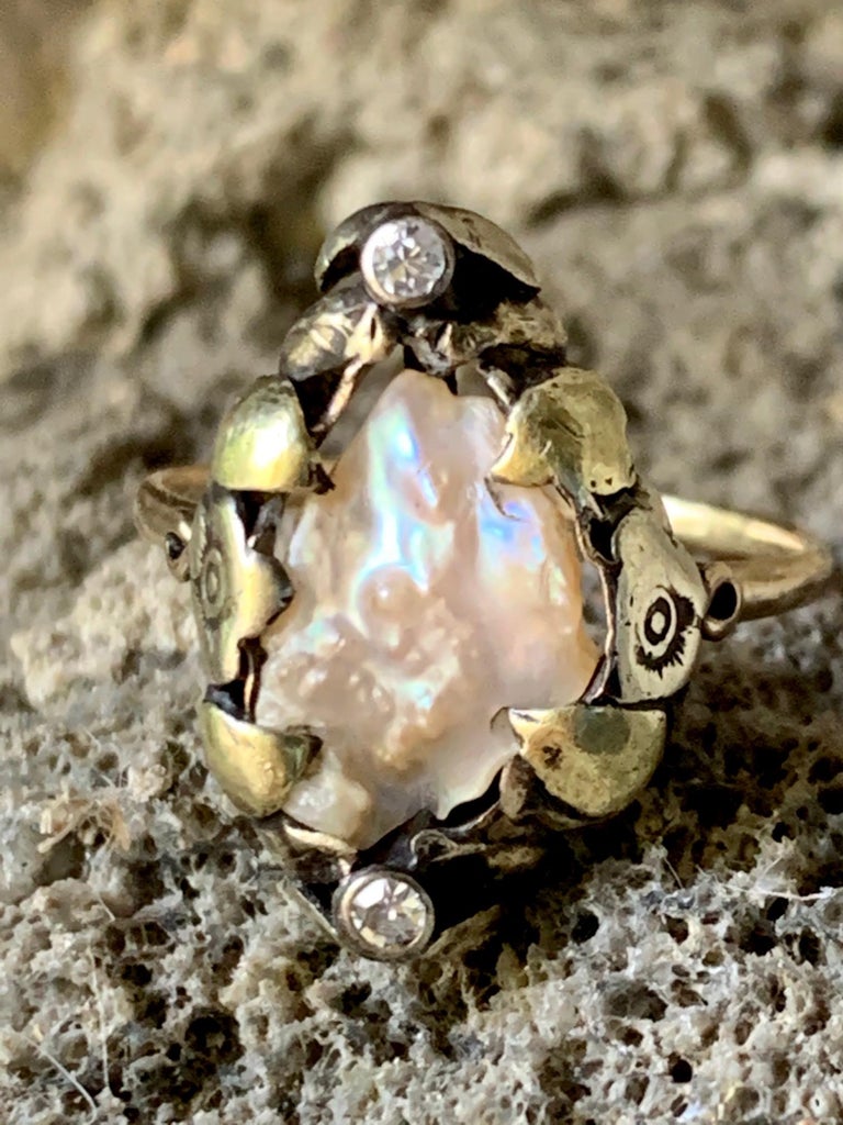 Arts and Crafts  to the fore 1900s Freshwater Pearl Floral Motif  
