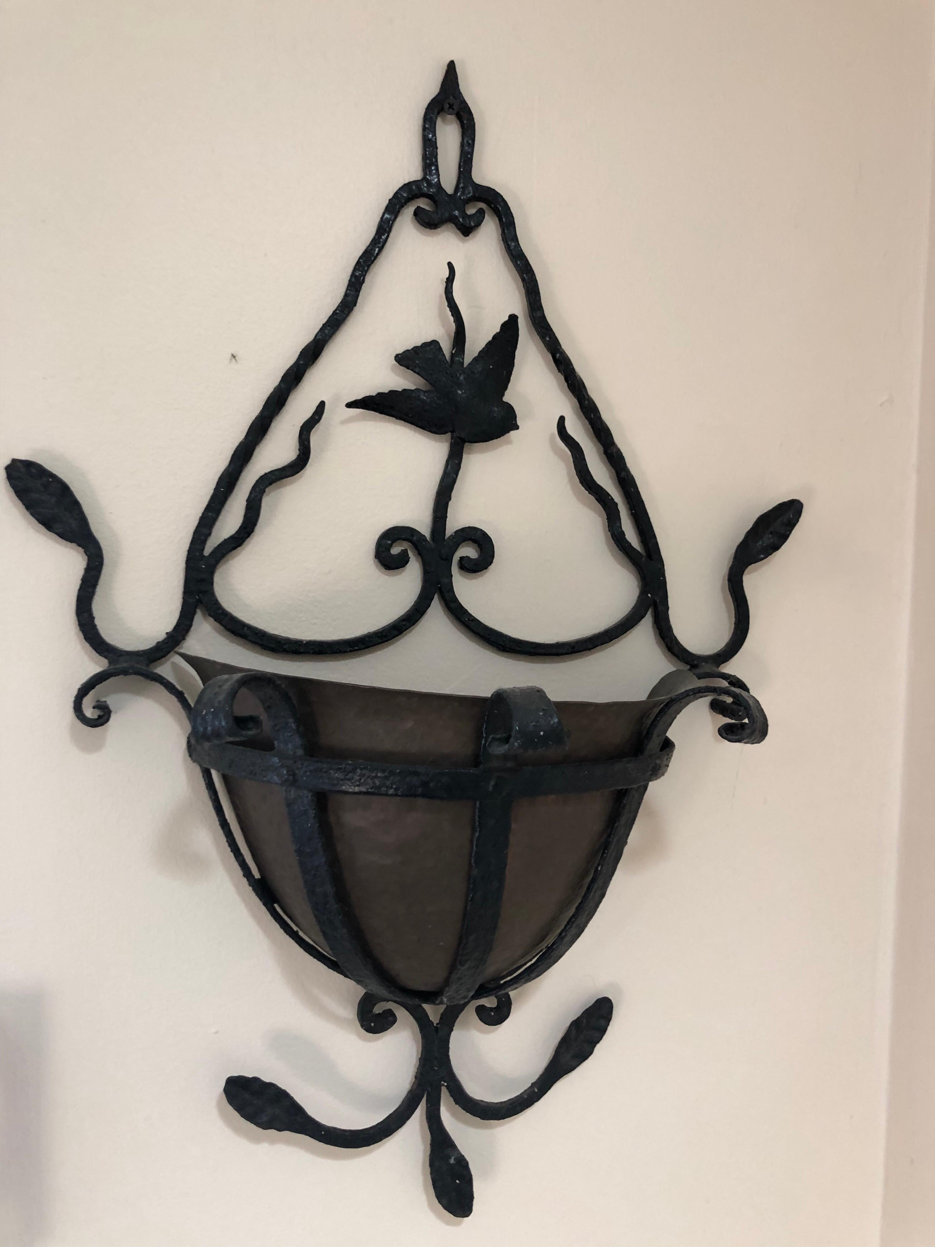 wrought iron wall planters