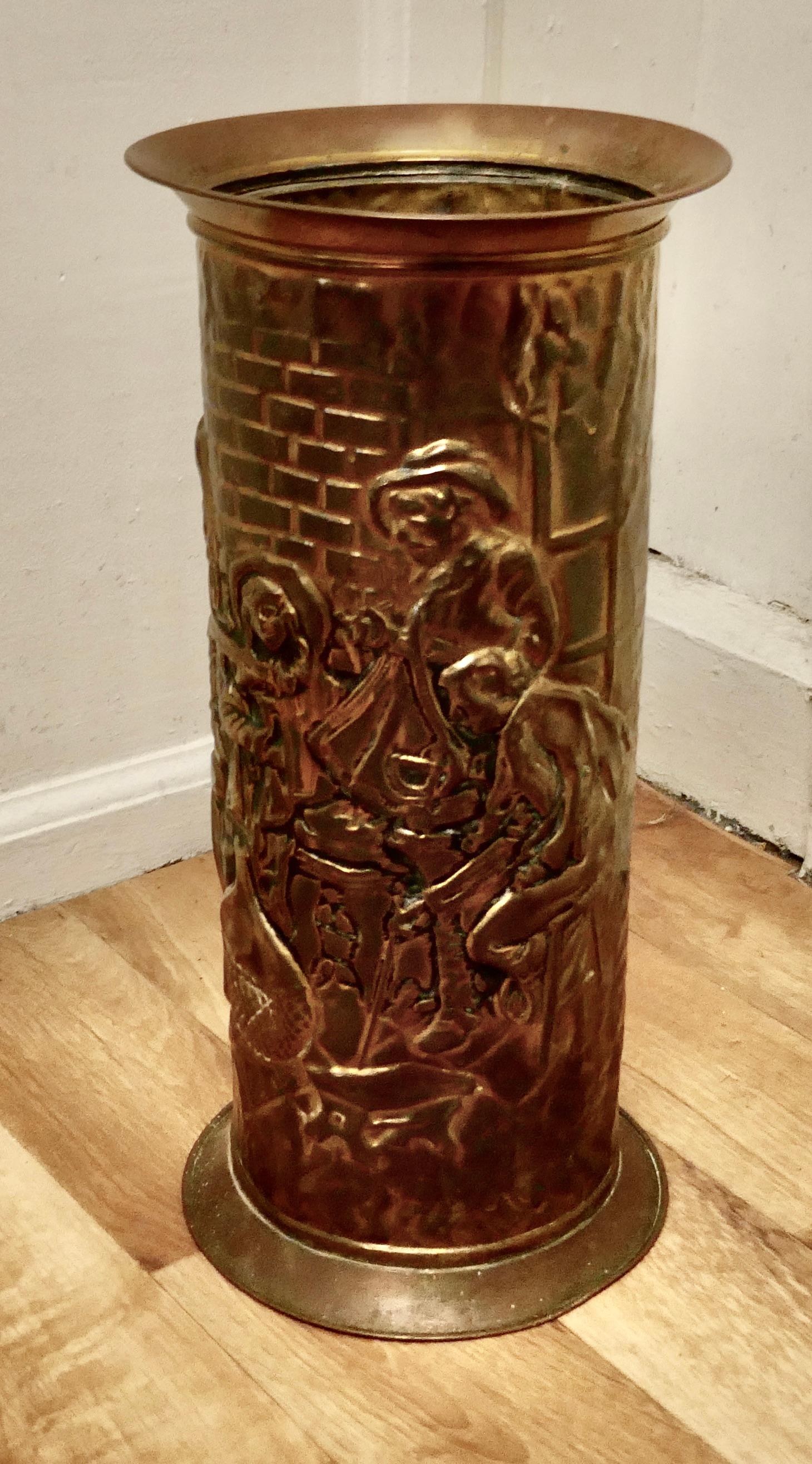 Arts and Crafts Embossed Brass Stick Stand, Umbrella Stand


A Good looking piece, the stand is round with an embossed tavern scene showing jolly merry making musicians
It is 17” high, and 8” in diameter
TAC255.
 