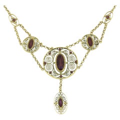 Antique Arts and Crafts Enamelled Festoon Necklace