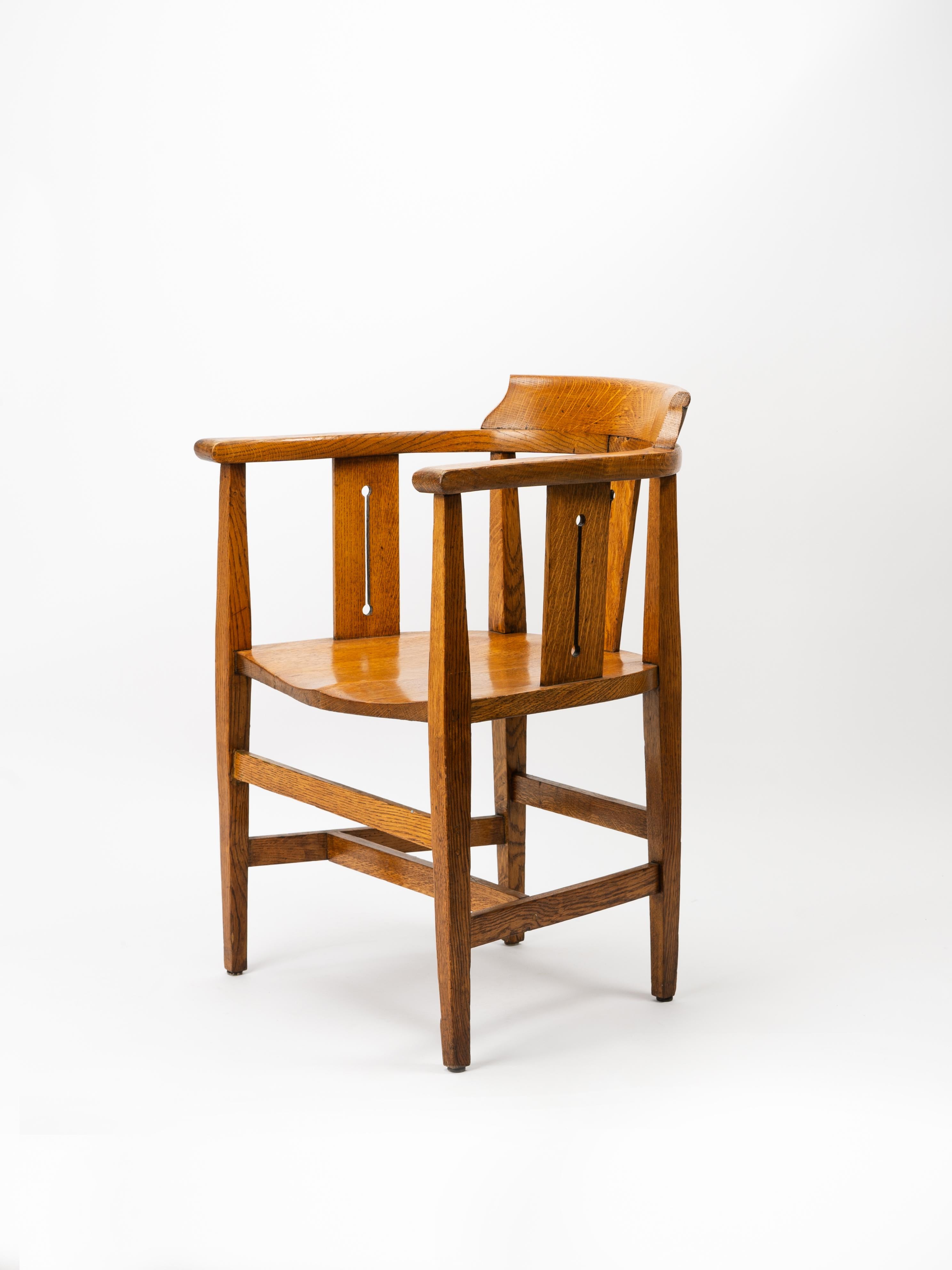 Woodwork Arts and Crafts English Oak Shapland and Petter Armchair For Sale