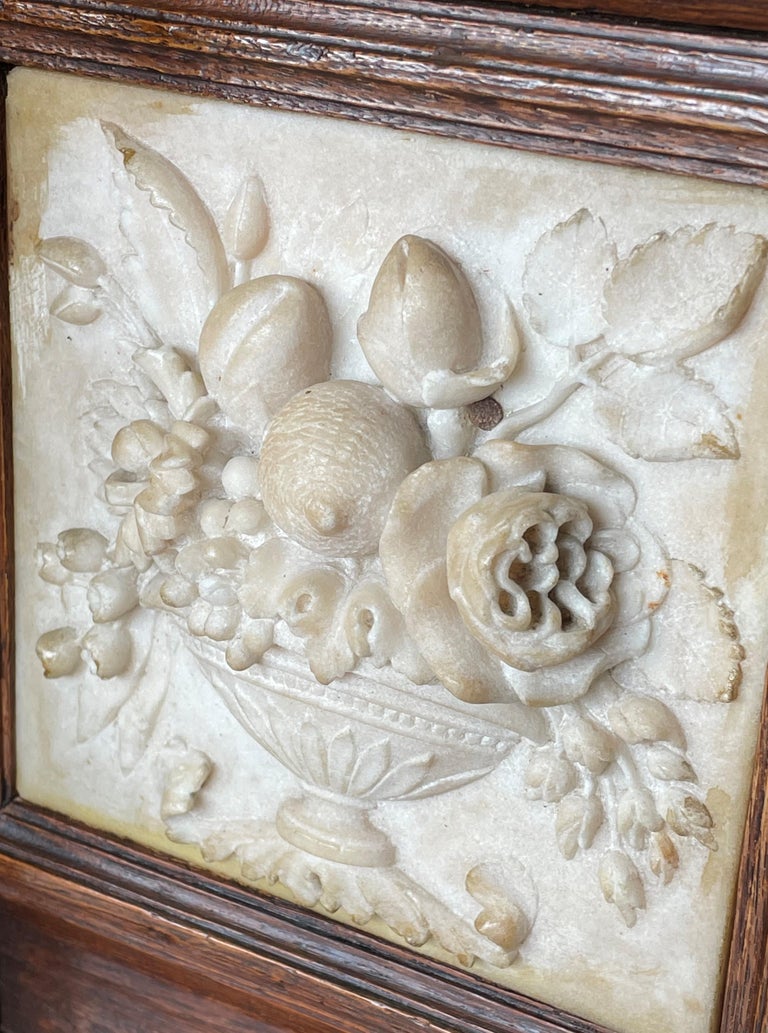 Arts and Crafts Era Coat Rack with Detailed and Deeply Carved Alabaster