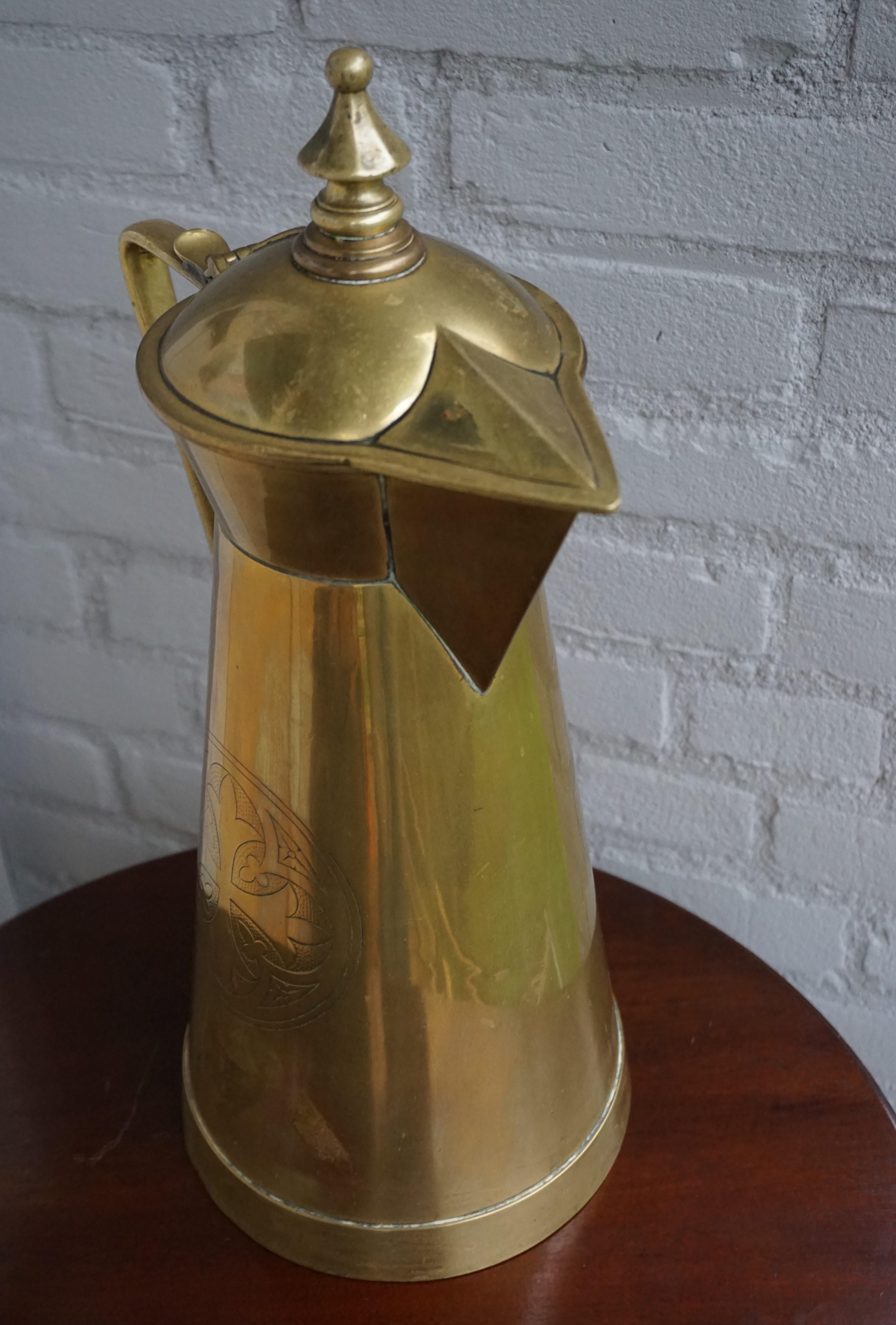 Arts and Crafts Era Gothic Revival Blood of Christ Church Jug w. IHS Christogram 3