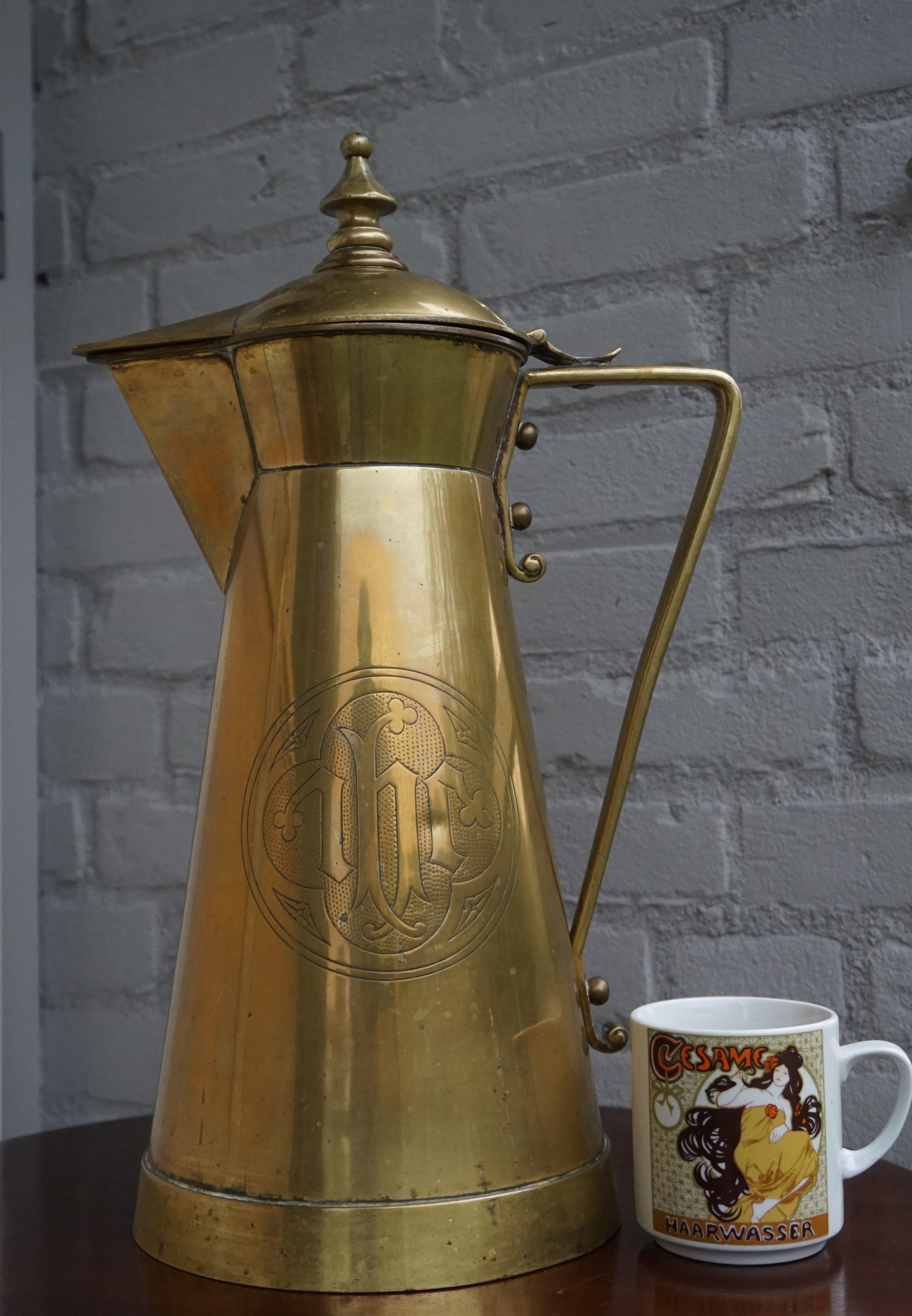 20th Century Arts and Crafts Era Gothic Revival Blood of Christ Church Jug w. IHS Christogram