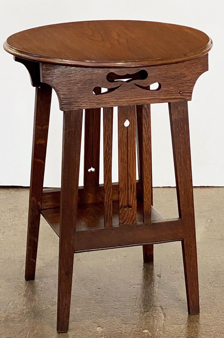 Arts and Crafts Era Round Occasional Table of Oak from England at ...