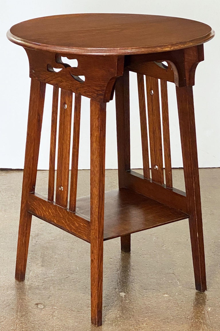 Arts and Crafts Era Round Occasional Table of Oak from England at ...