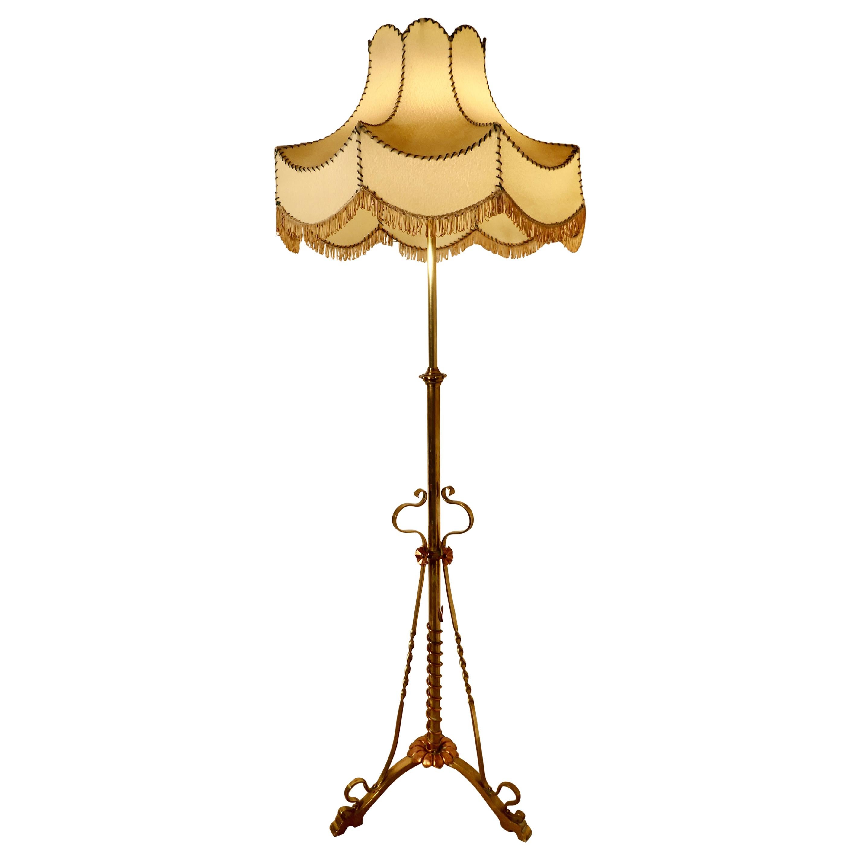 Arts & Crafts Extending Brass Floor Lamp, Standard Lamp