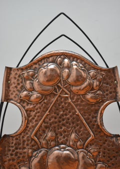 Victorian Arts and Crafts Fire Screen, Copper and Wrought Iron, c1890