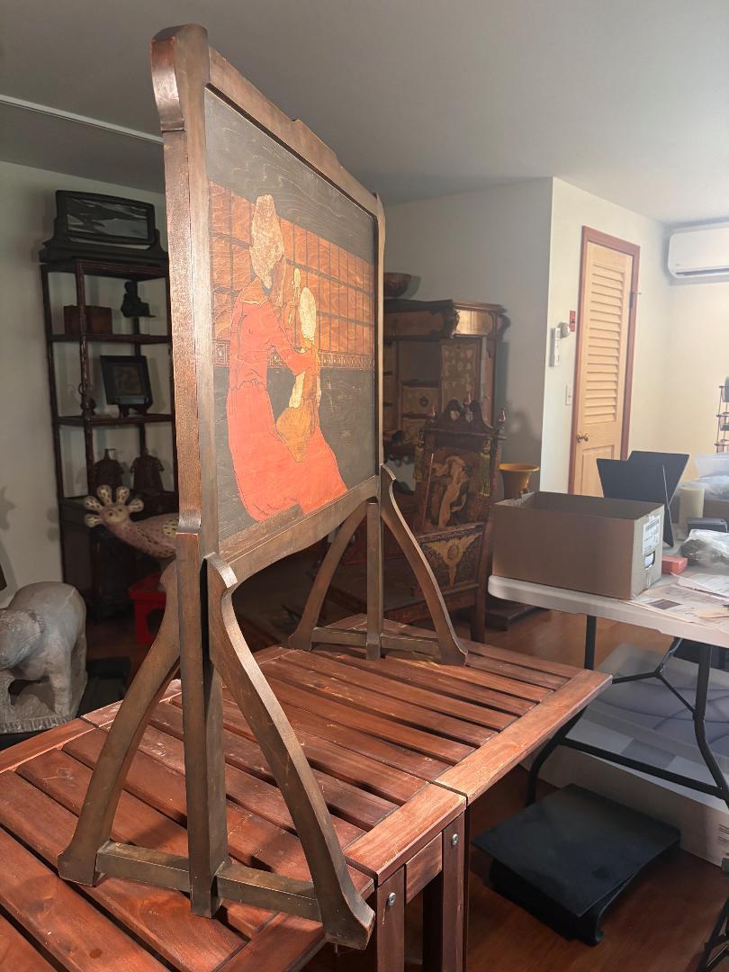 Arts And Crafts Fire Screen, Signed Arthur Grinnell 1854-1924 For Sale 9