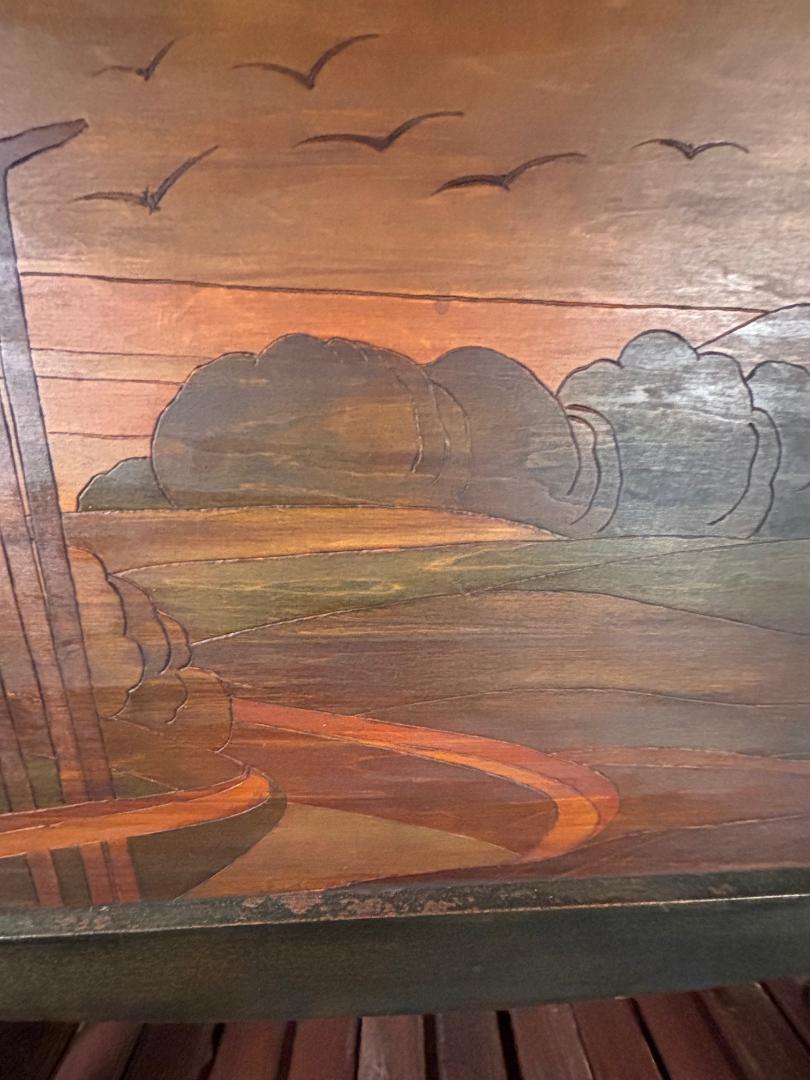 Wood Arts And Crafts Fire Screen, Signed Arthur Grinnell 1854-1924 For Sale