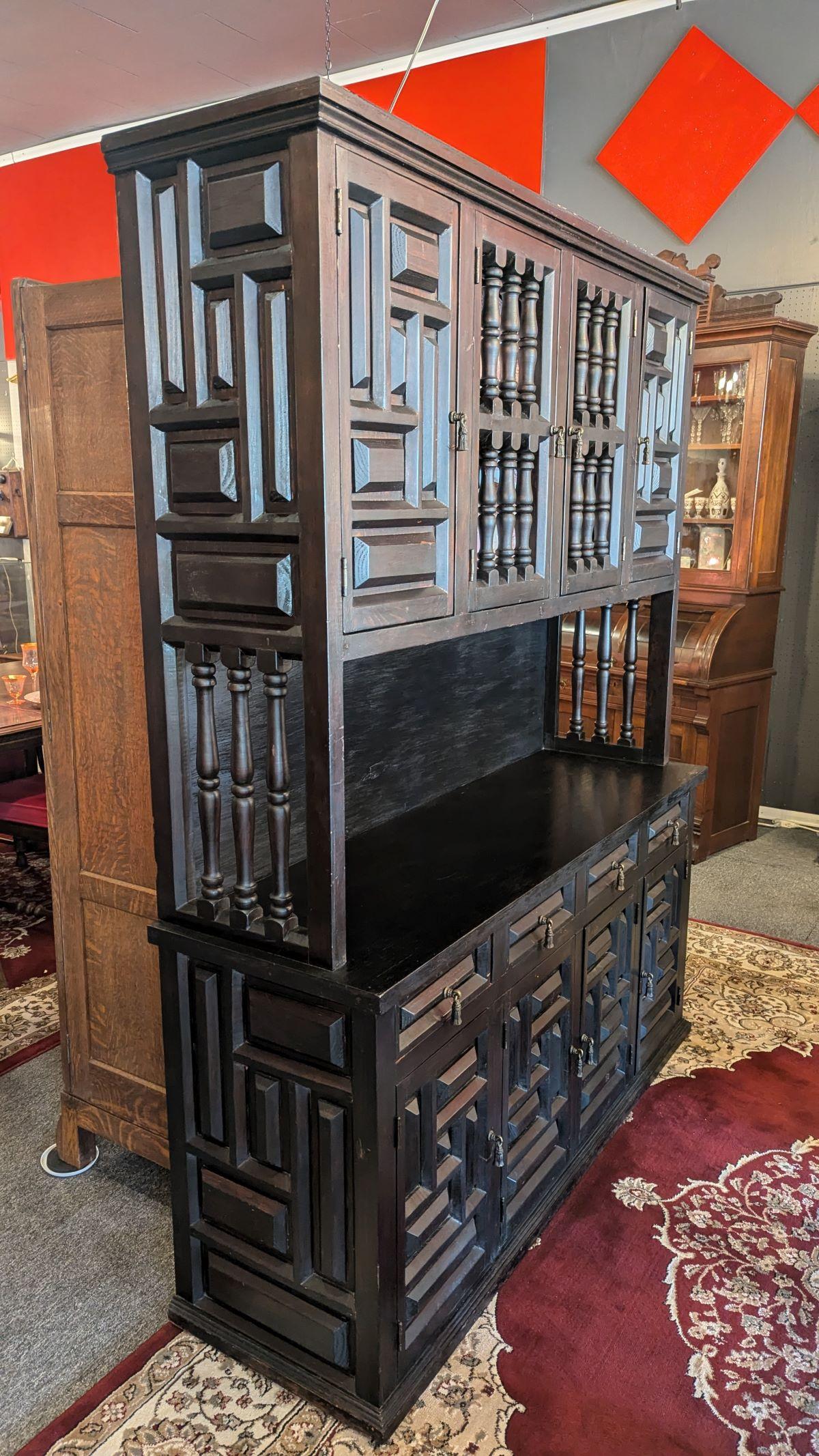 Arts and Crafts Flemish Ebonized Case For Sale 4