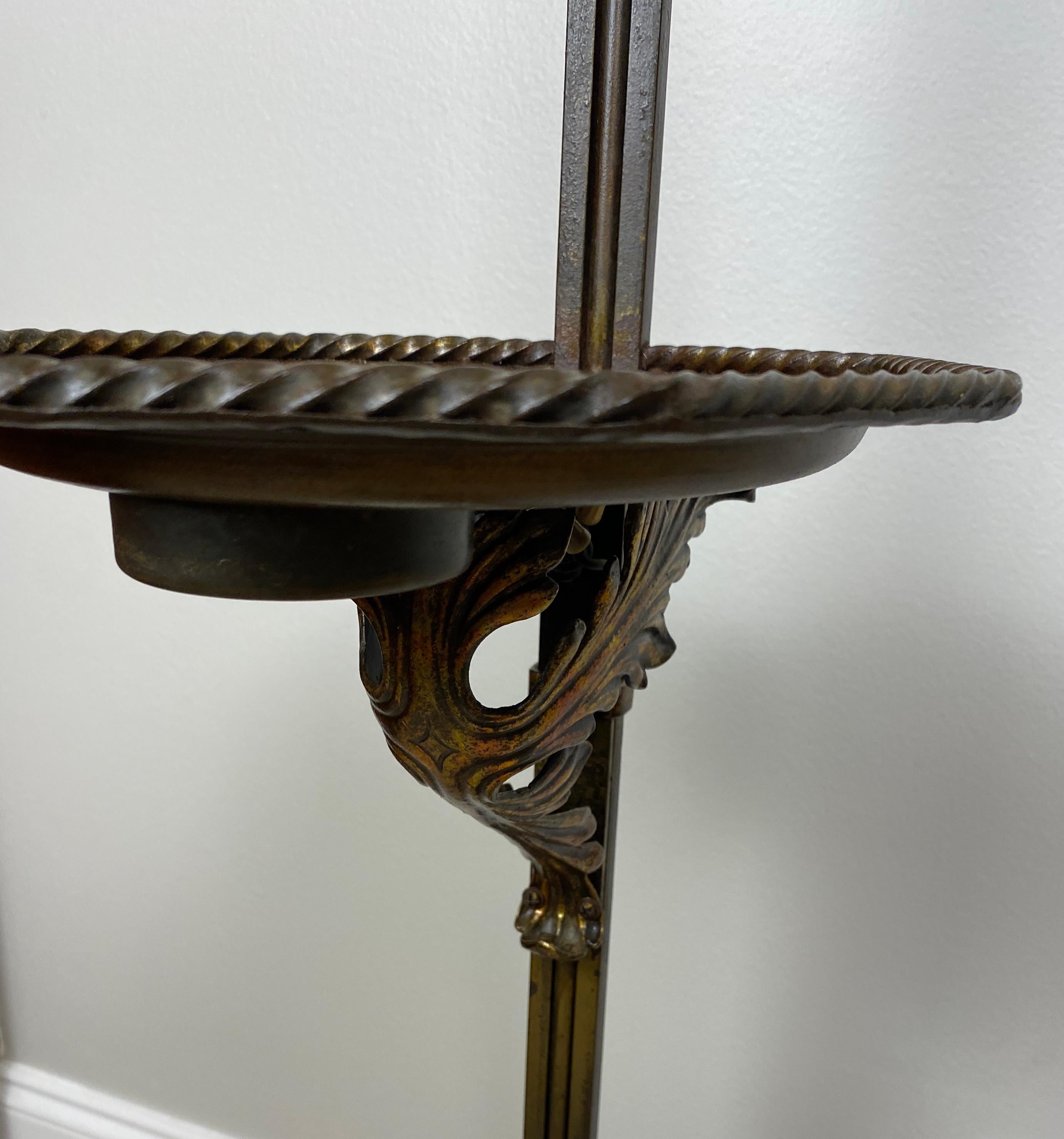 Arts and Crafts Floor Lamp with Original Mica Shade and Table Top, Crest & Co. For Sale 6