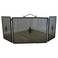 Used Arts and Crafts Folding Fire Guard, Spark Screen