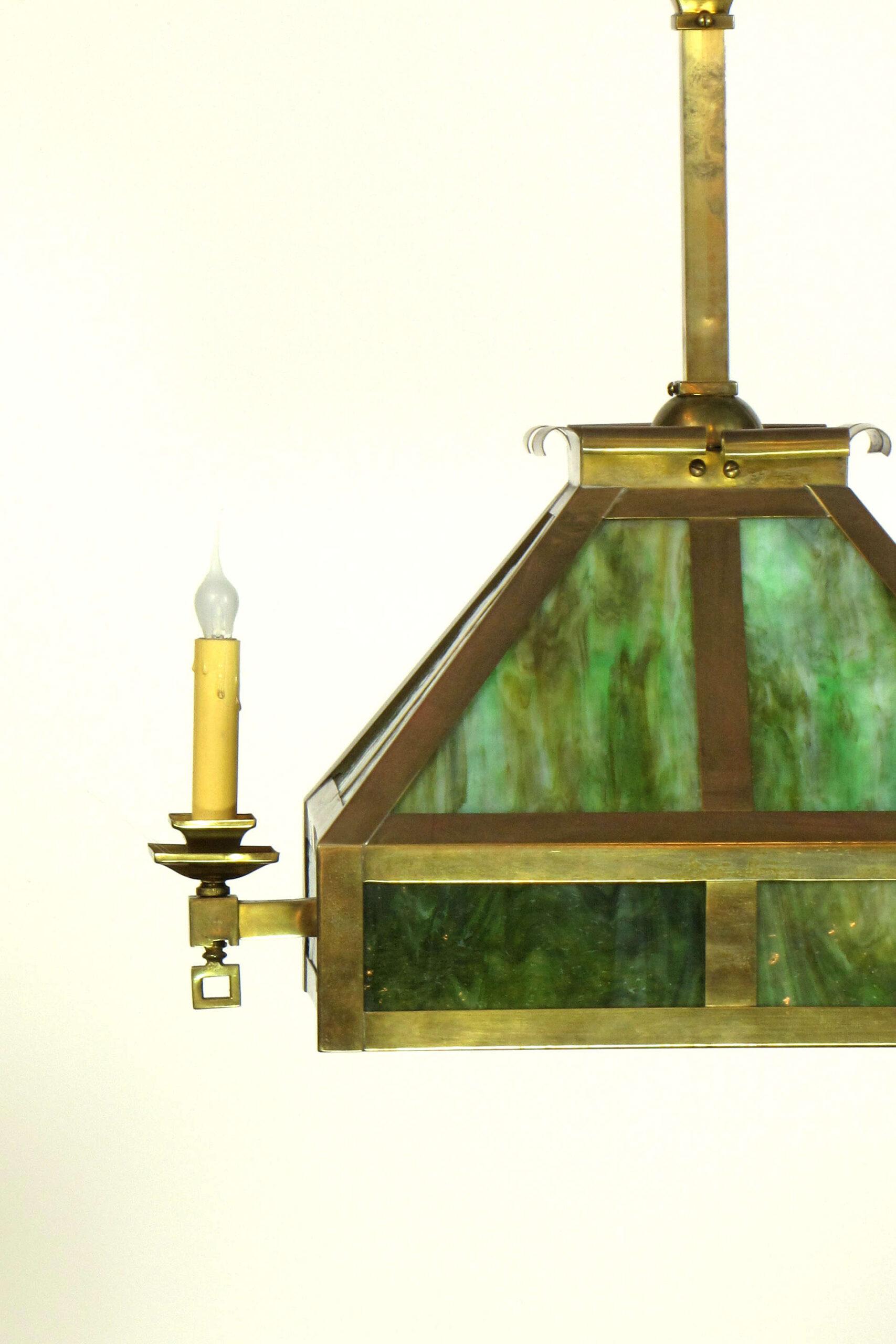American Arts and Crafts Gas and Electric Chandelier For Sale