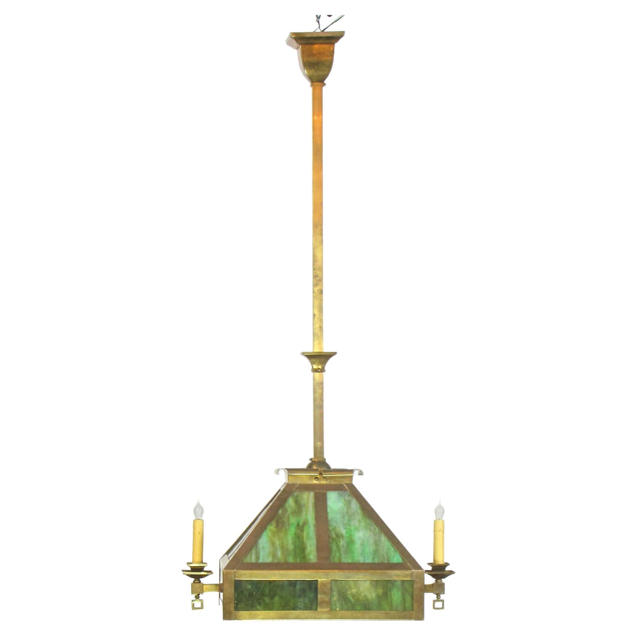 Arts and Crafts Gas and Electric Chandelier For Sale