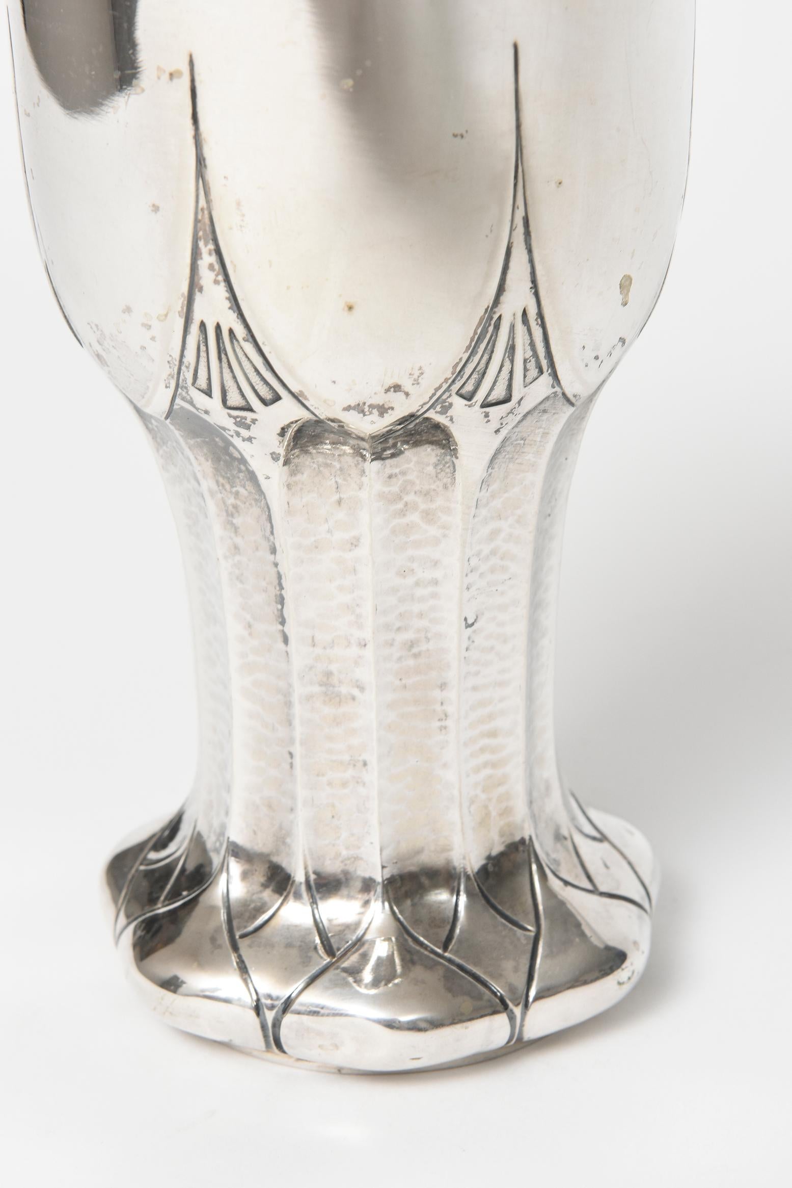 Arts and Crafts German Silver Chalice Wine Goblet by Miller Sohn circa 1909 In Good Condition For Sale In Miami Beach, FL