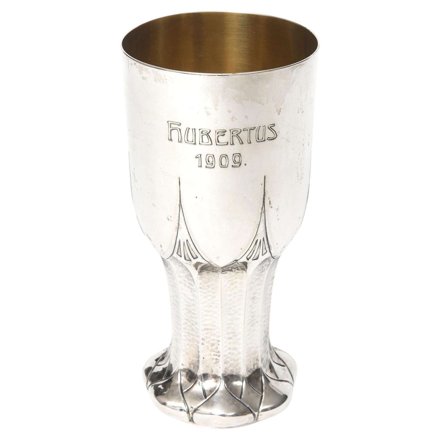 Arts and Crafts German Silver Chalice Wine Goblet by Miller Sohn circa 1909 For Sale