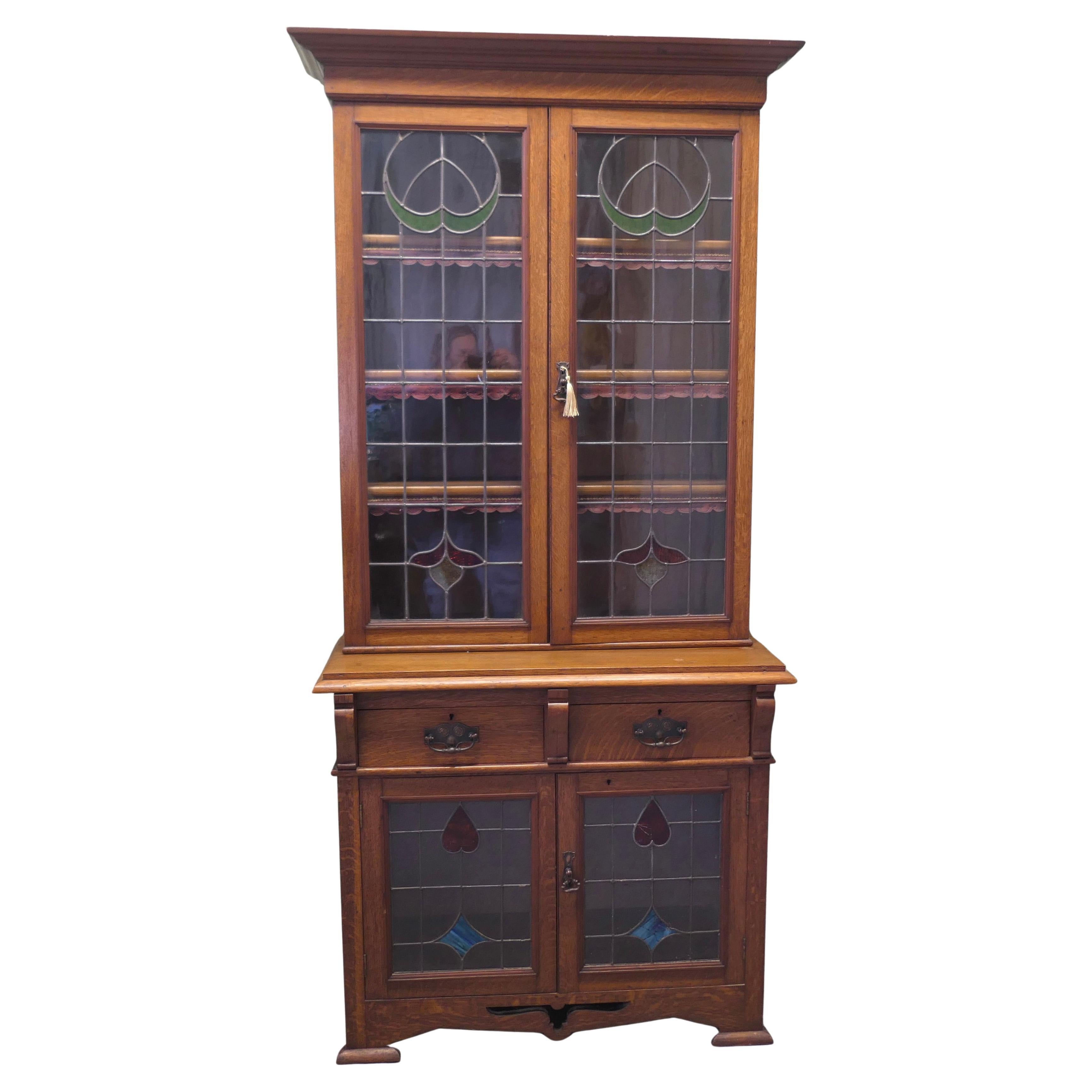 Arts and Crafts Golden Oak Bookcase This is a tall elegant piece