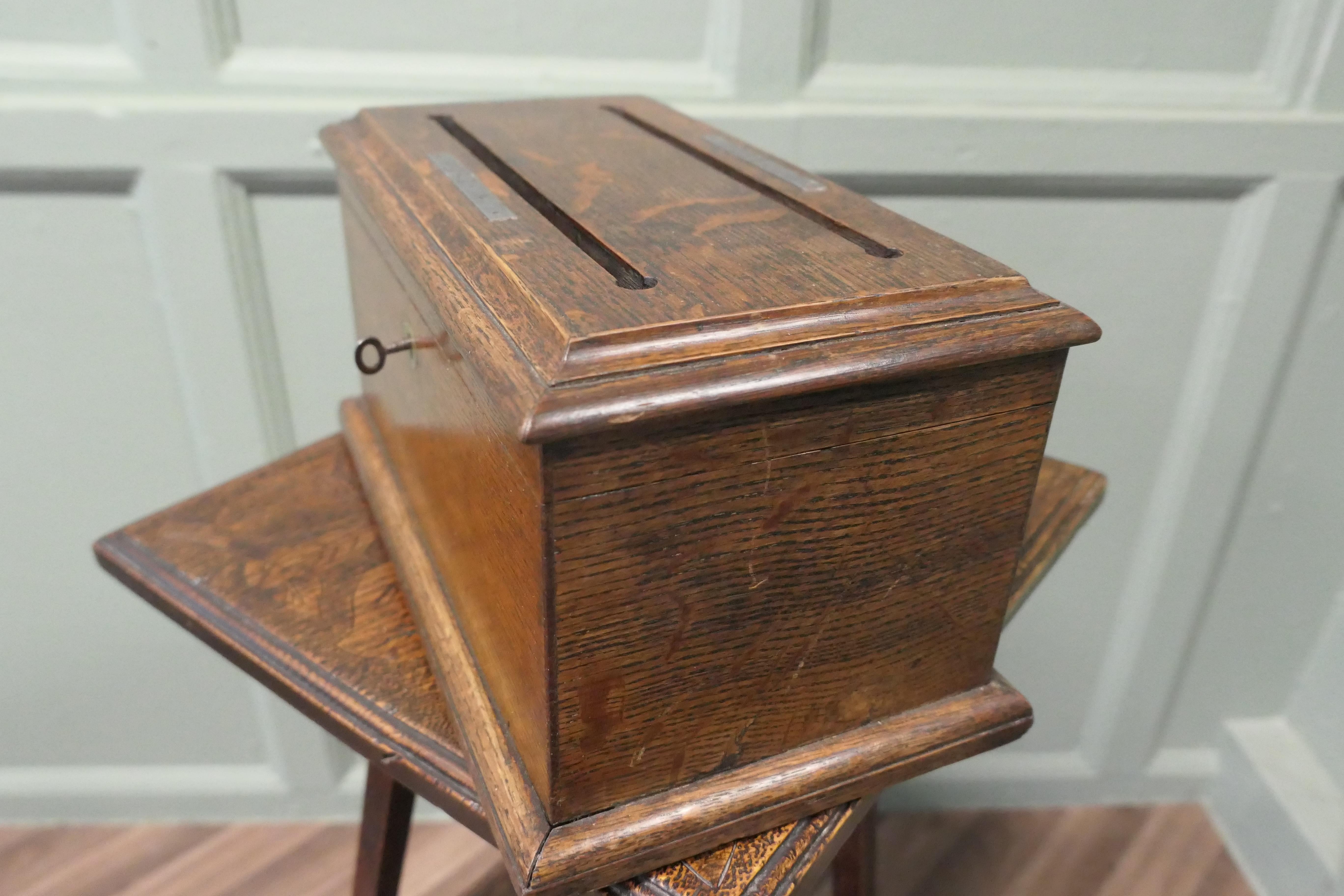 Arts and Crafts Golden Oak Correspondence, Post or Letter Box For Sale 2