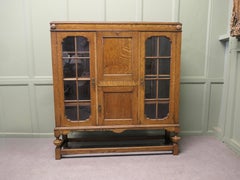 Arts and Crafts Golden Oak Display Cabinet, Bureau, Book Case