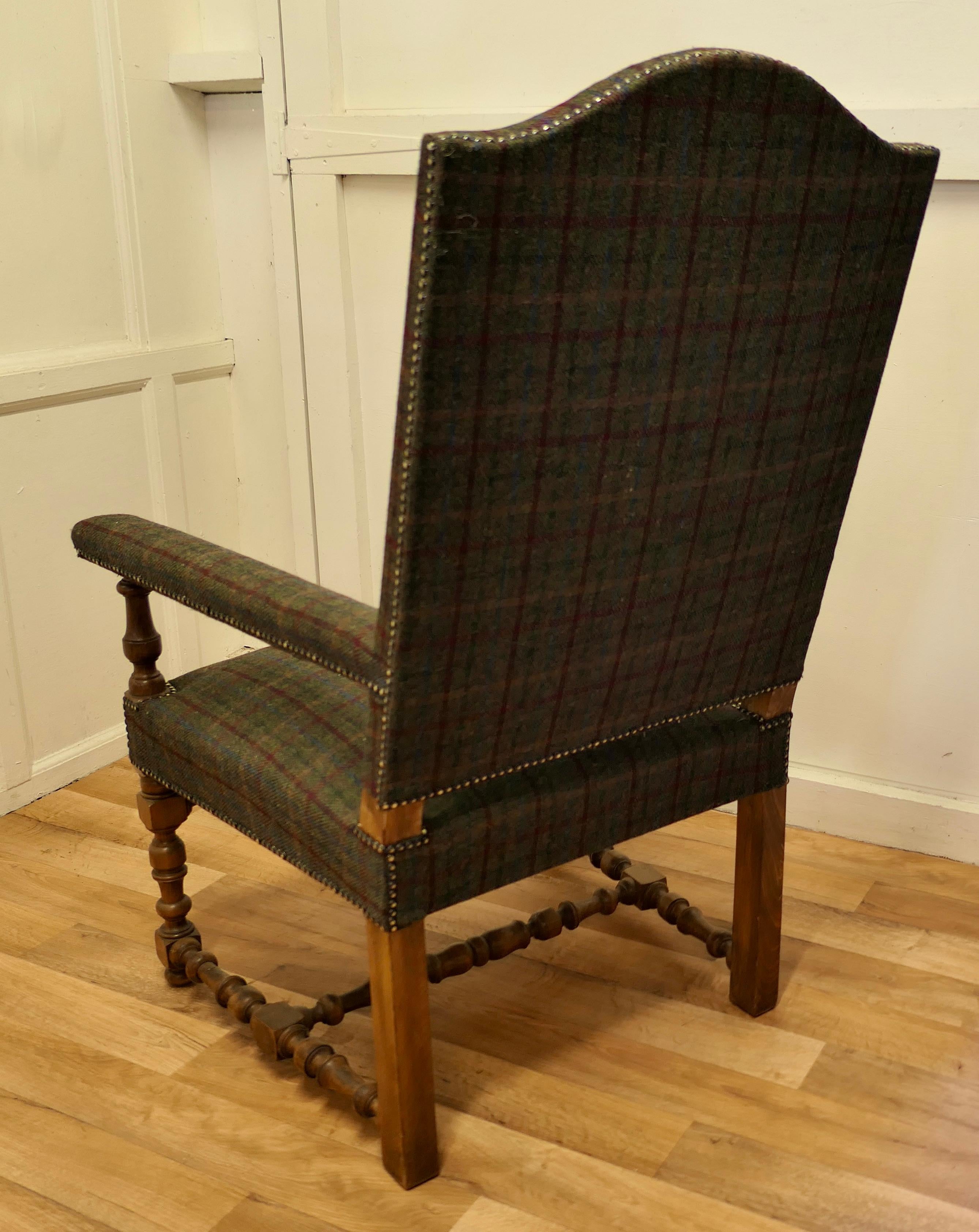 Arts and Crafts Golden Oak Library Chair, Throne Chair For Sale 5