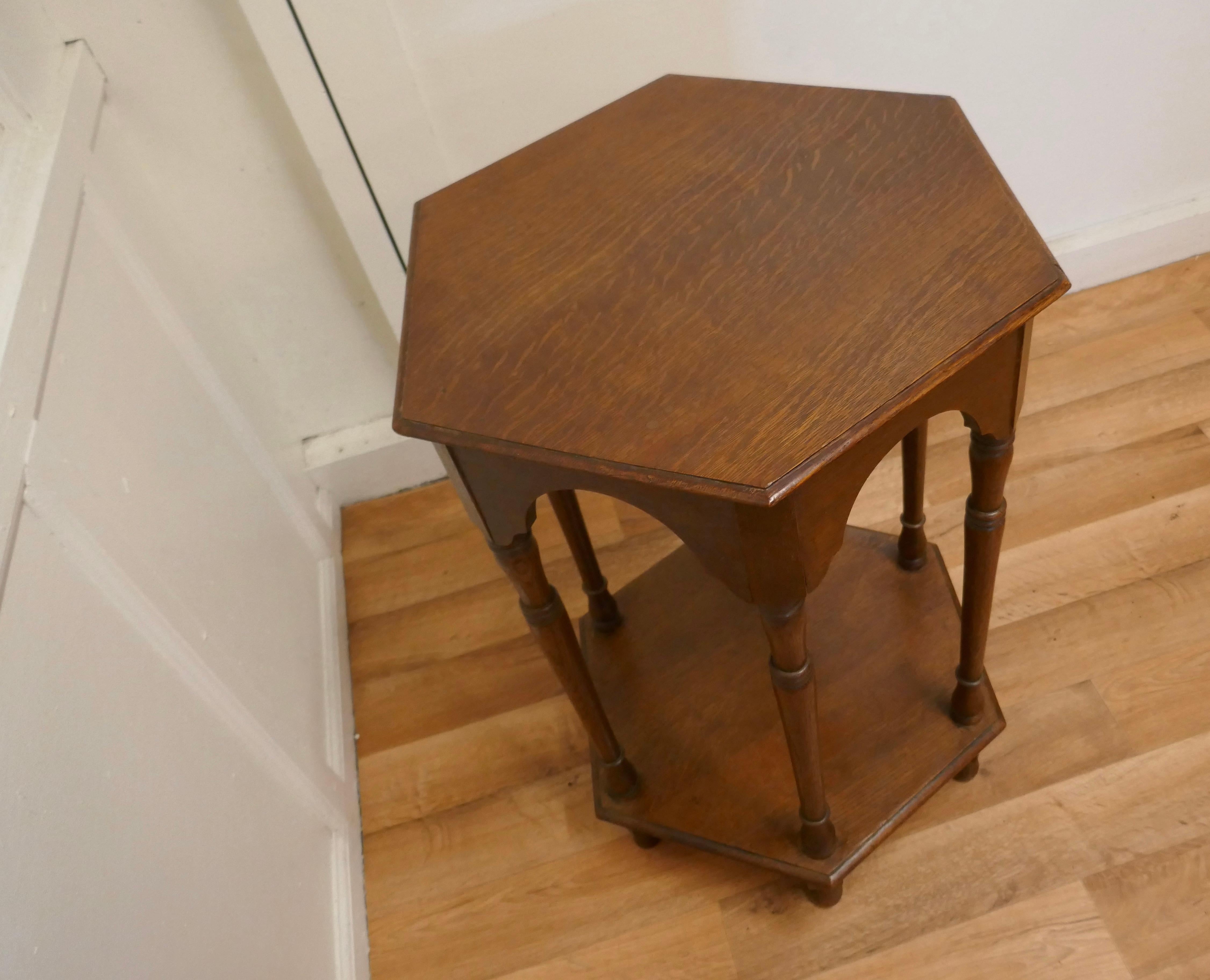 Arts & Crafts Golden Oak Occasional Table For Sale 1