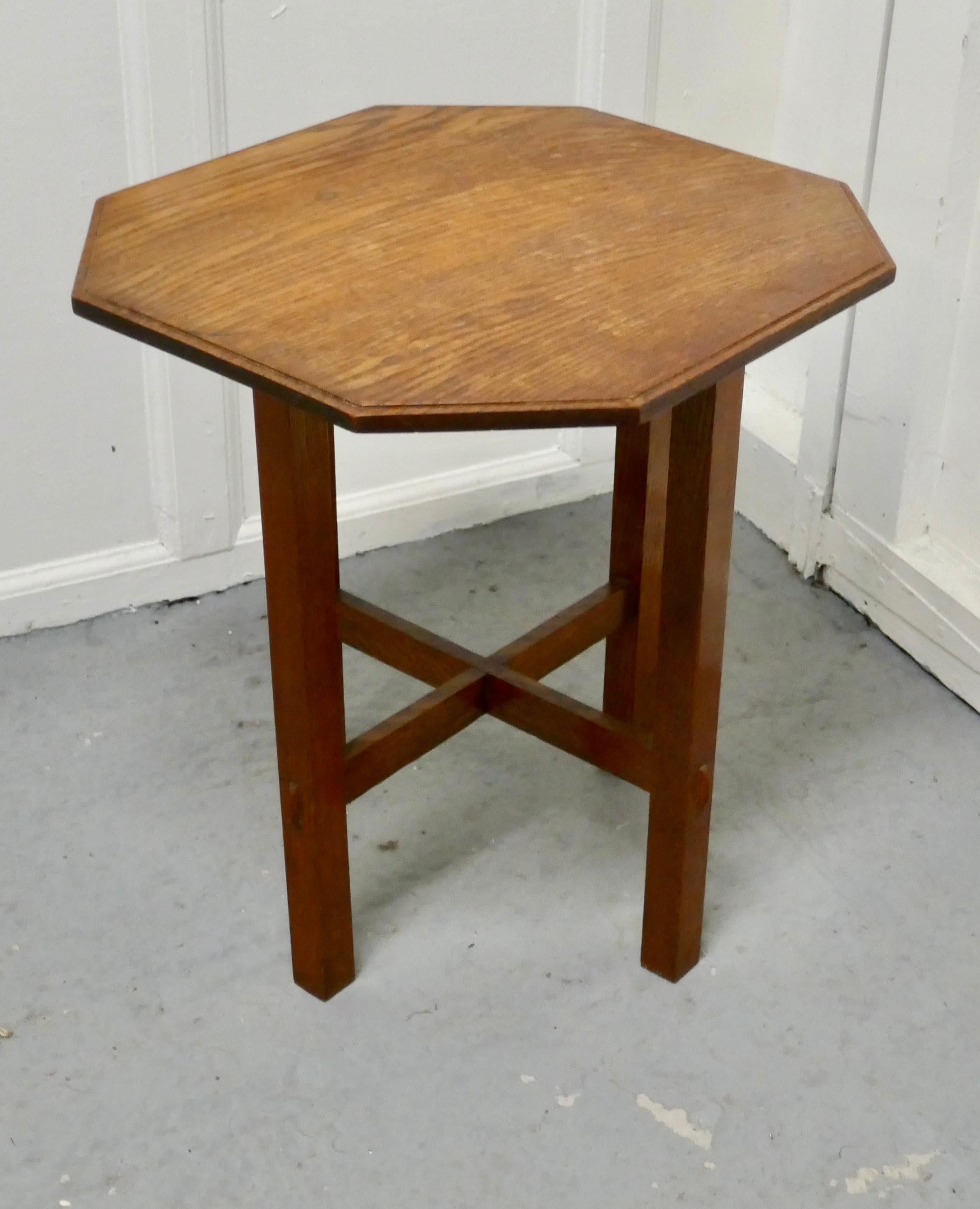 19th Century Arts & Crafts Golden Oak Octagonal Occasional Table