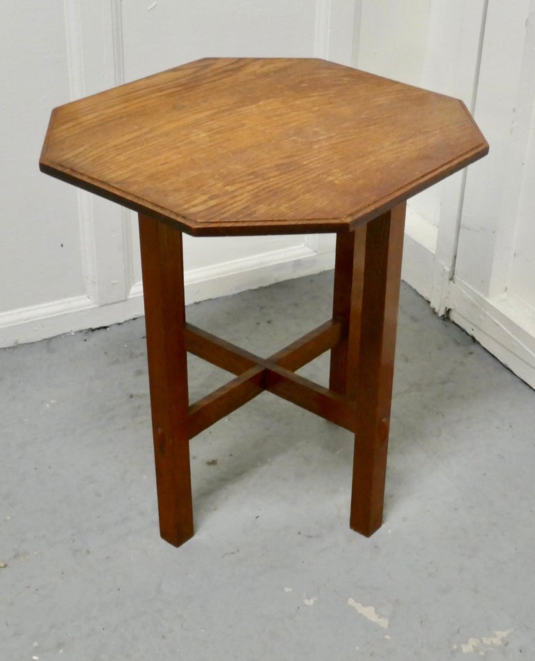 Arts and Crafts Golden Oak Octagonal Occasional Table For Sale at 1stDibs