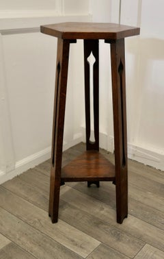 Arts and Crafts Golden Oak Octagonal Plant Stand