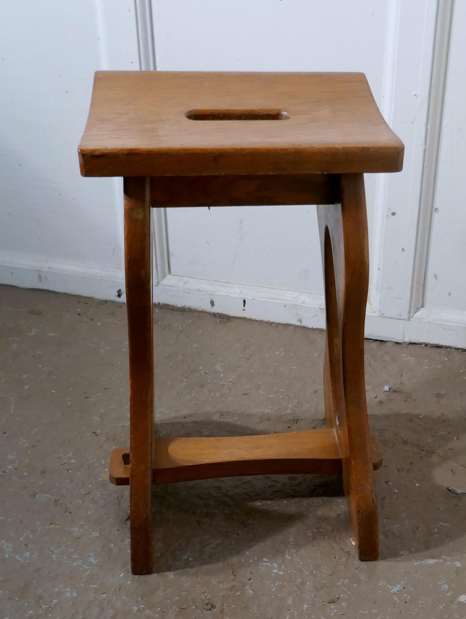 19th Century Arts & Crafts Golden Oak Stool For Sale