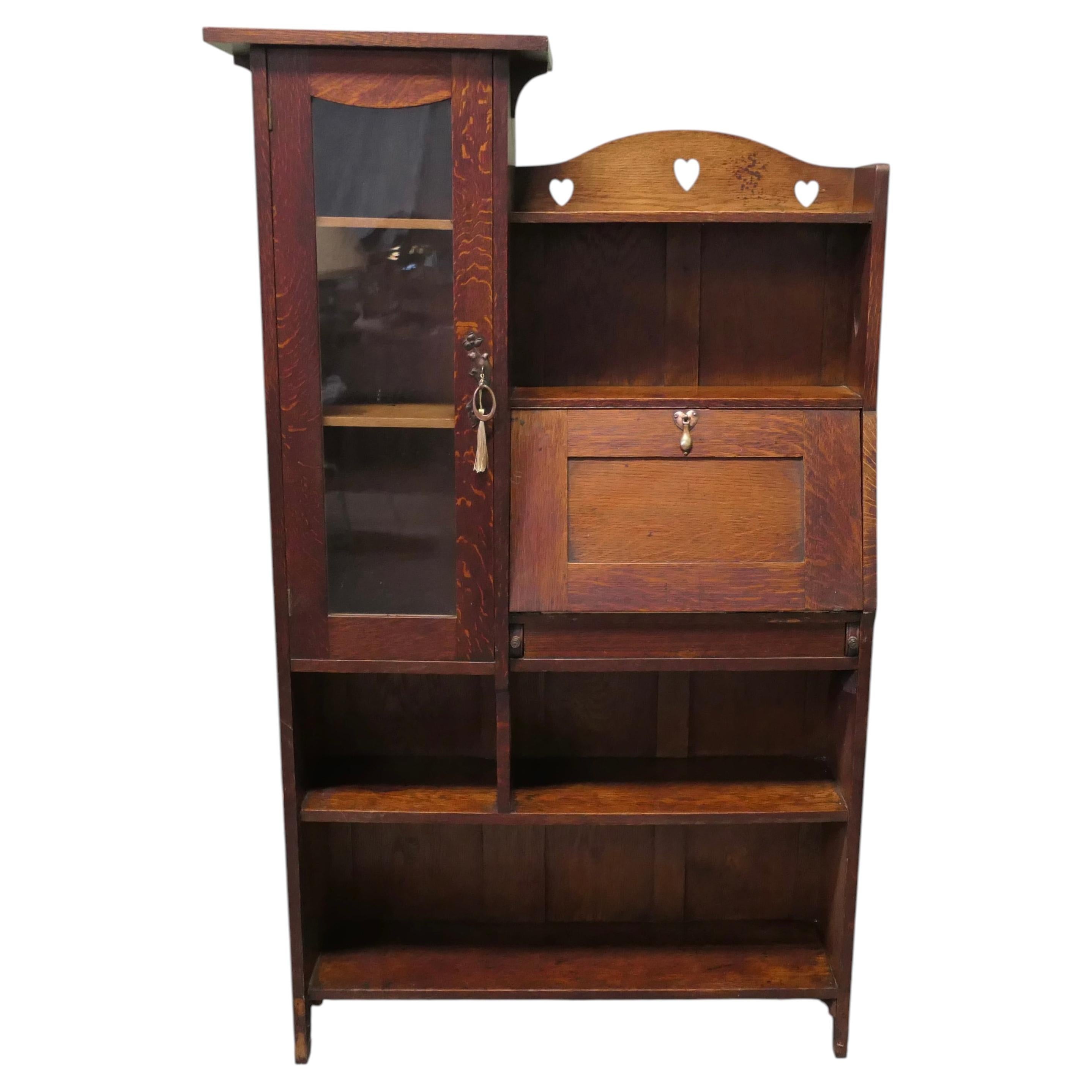 Arts and Crafts Golden Oak Students Bureau, Book Case For Sale