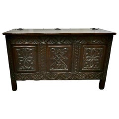 Arts & Crafts Gothic Carved Oak Coffer