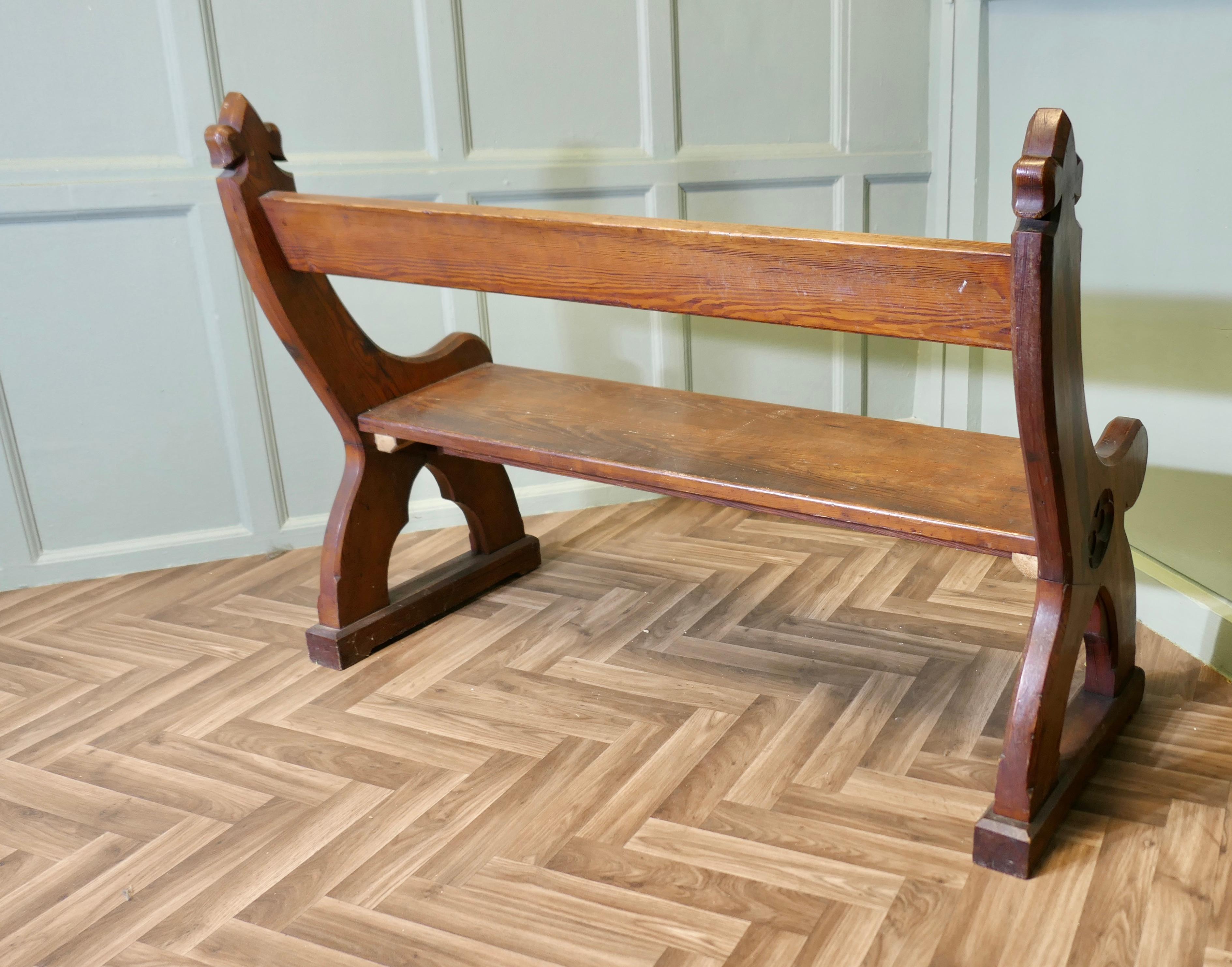 19th Century Arts and Crafts Gothic Carved Pitch Pine Pew