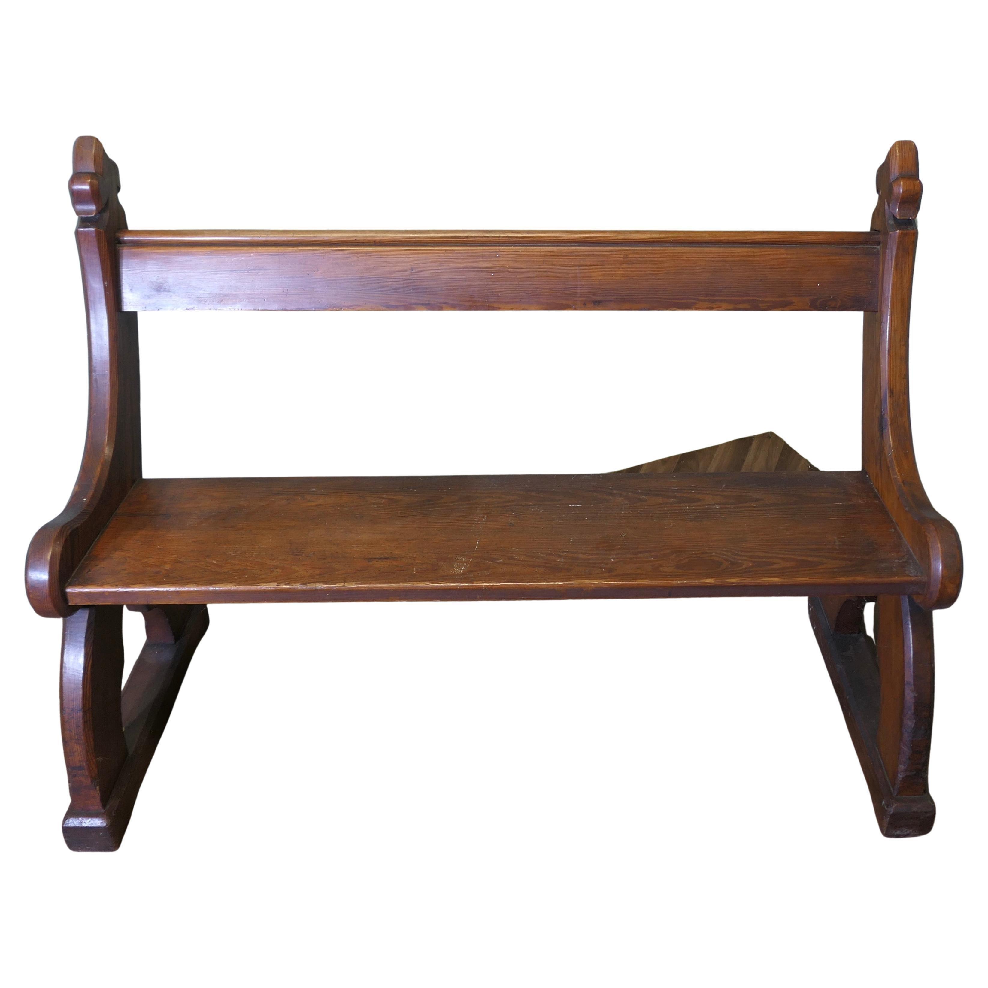 Arts and Crafts Gothic Carved Pitch Pine Pew
