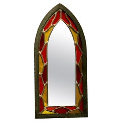 Arts and Crafts Gothic Stained Glass Window Mirror A lovely piece
