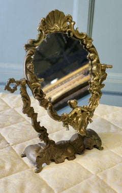 Arts and Crafts Gothic Style Brass Mirror  A classic of its style