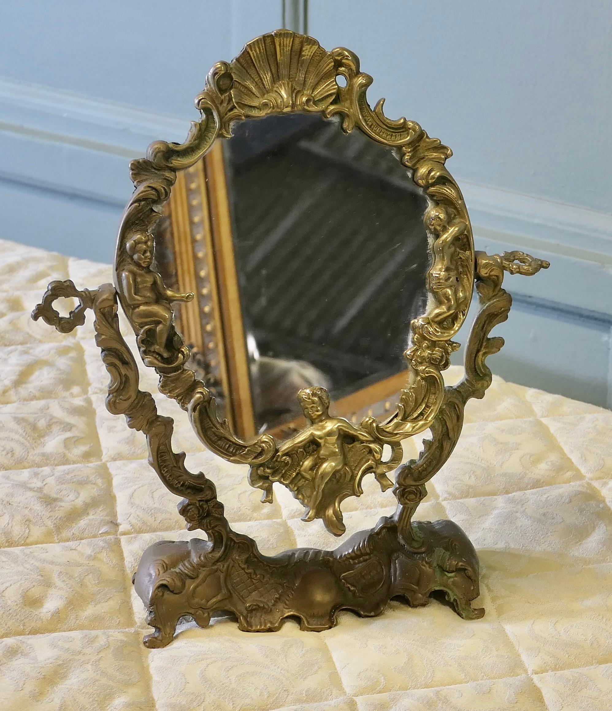 Arts and Crafts Gothic Style Brass Mirror  A classic of its style In Good Condition For Sale In Godshill, Isle of Wight