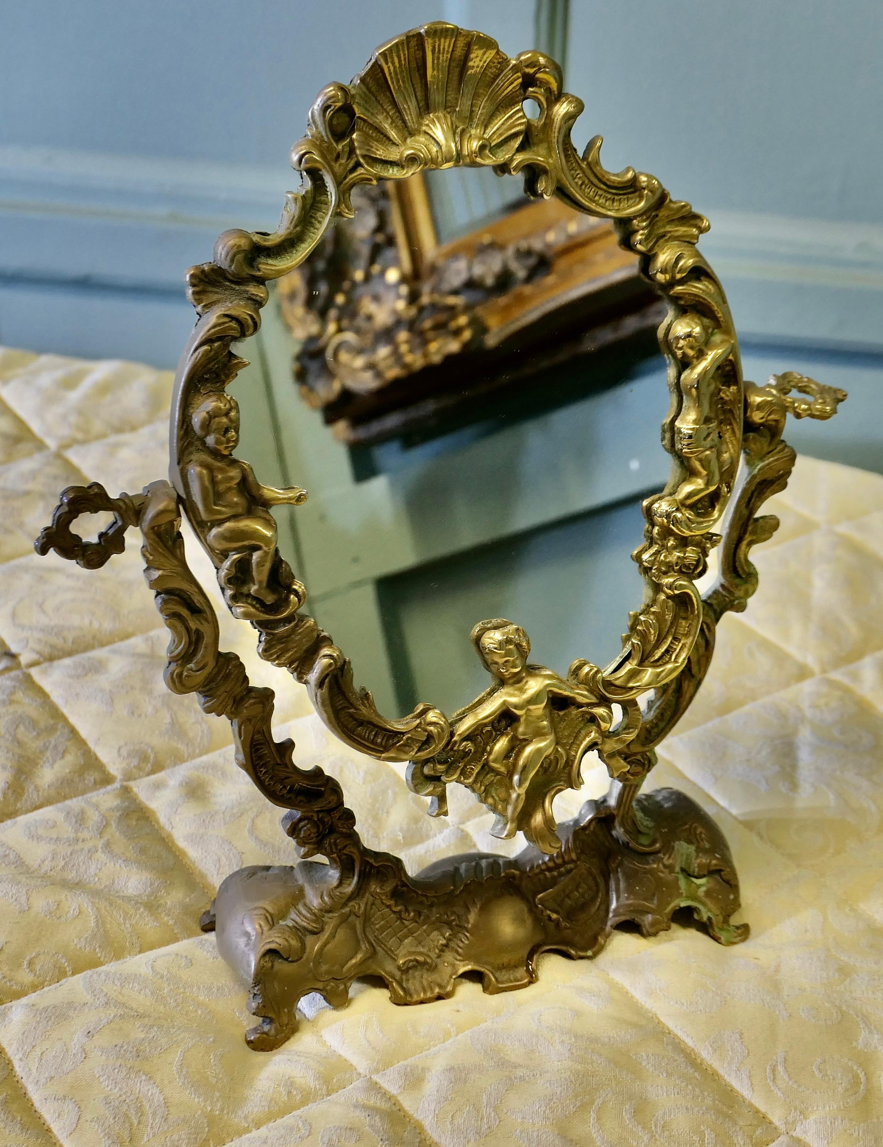 Arts and Crafts Gothic Style Brass Mirror  A classic of its style For Sale 2