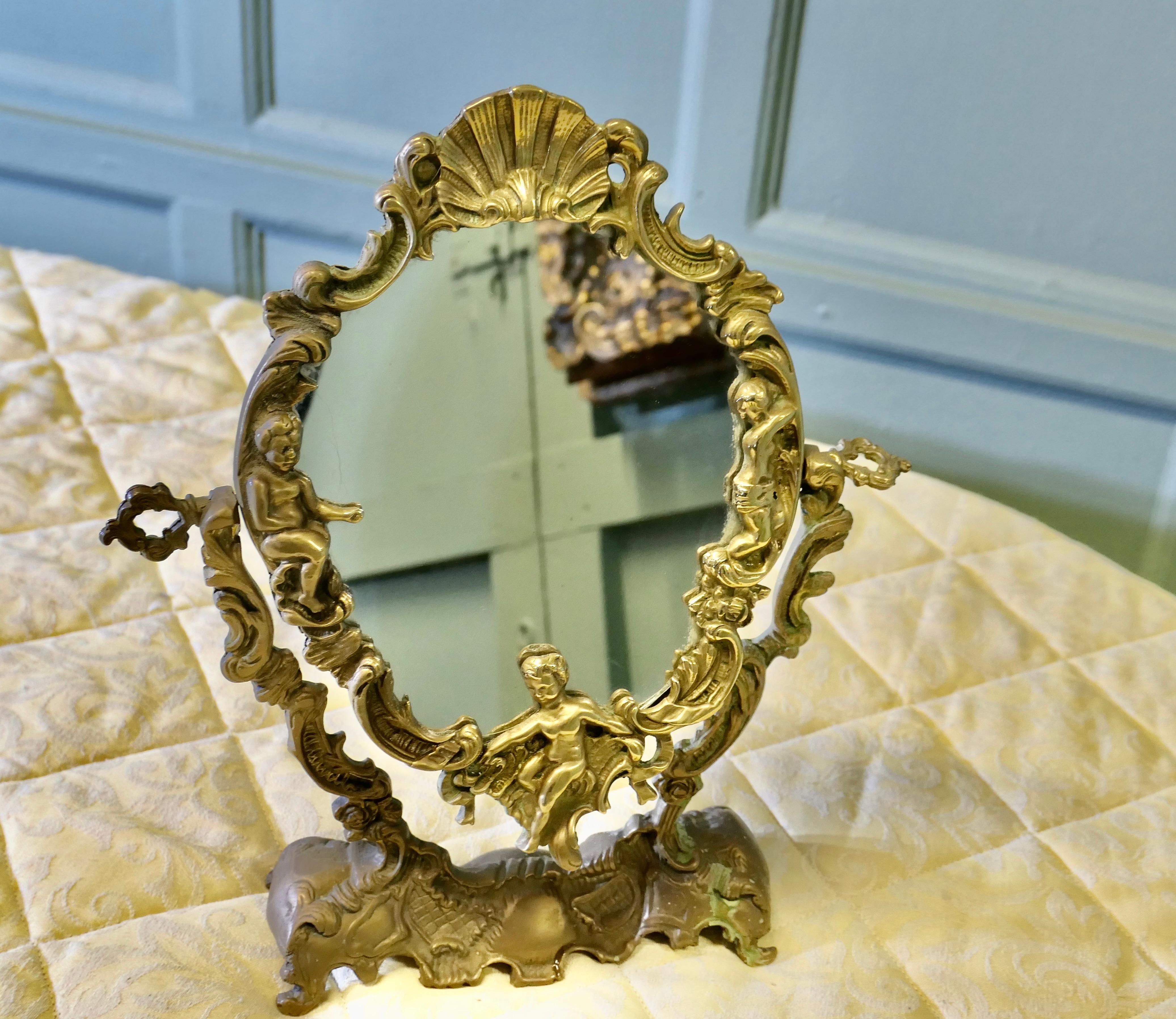 Arts and Crafts Gothic Style Brass Mirror  A classic of its style For Sale 3
