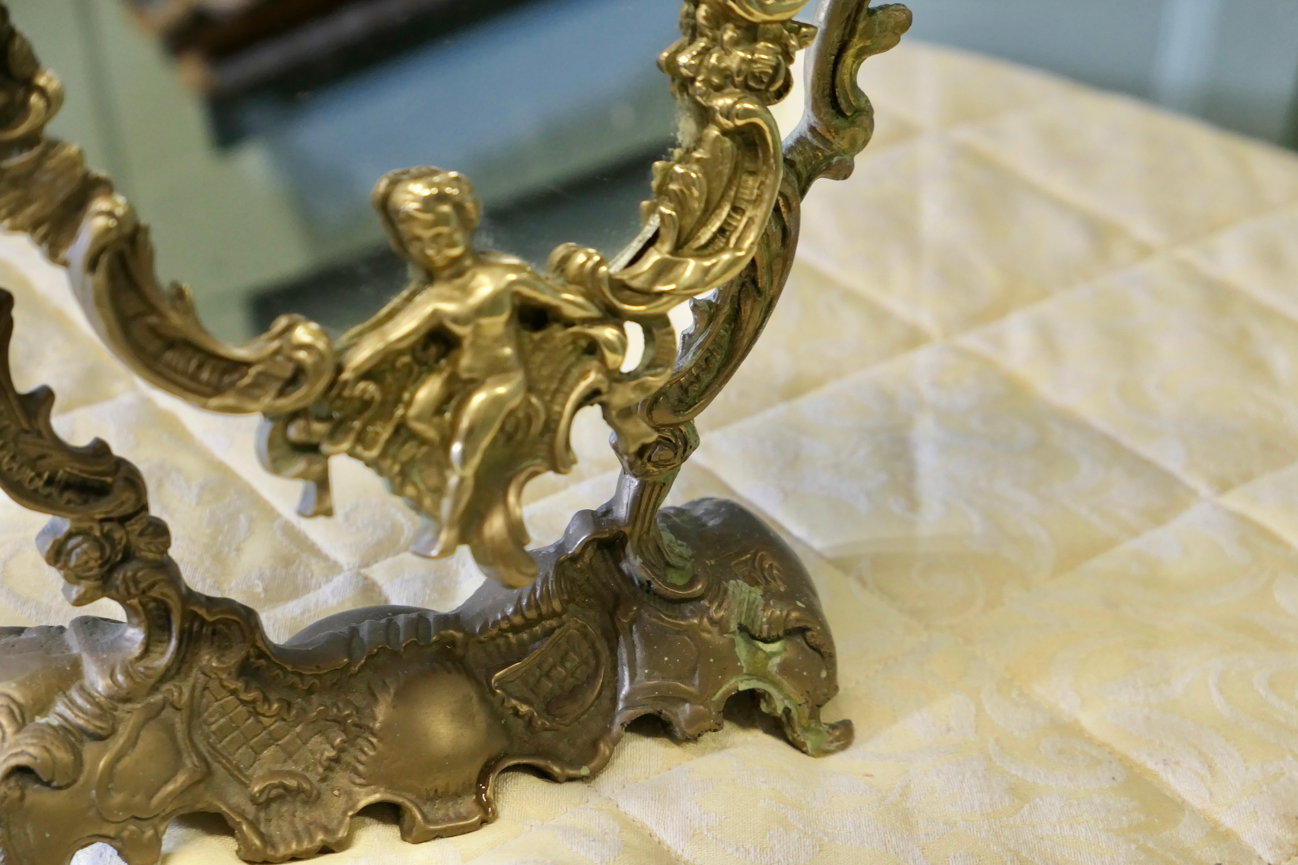 Arts and Crafts Gothic Style Brass Mirror  A classic of its style For Sale 4