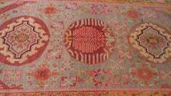 Arts and Crafts Gray, Red, and Pink Khoton Wool Rug 5'4''x9'10''