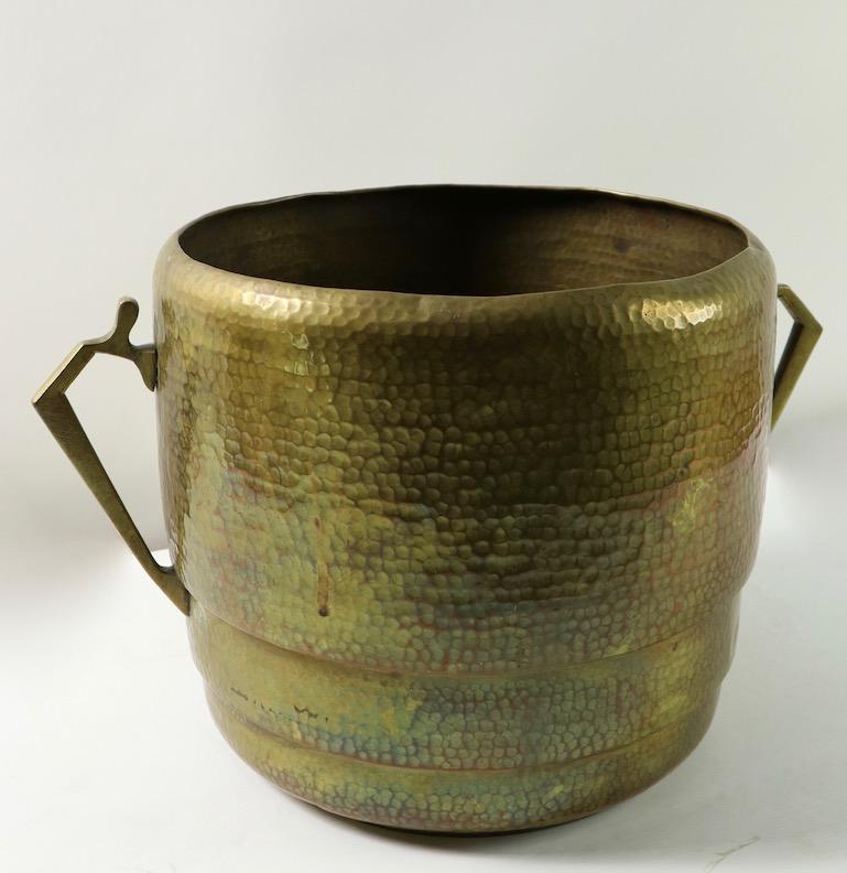 English Arts and Crafts Hammered Brass Bucket Pail Planter Jardinière