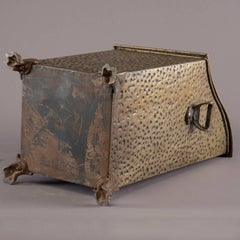 Arts & Crafts Hammered Brass Coal Shuttle with Insert